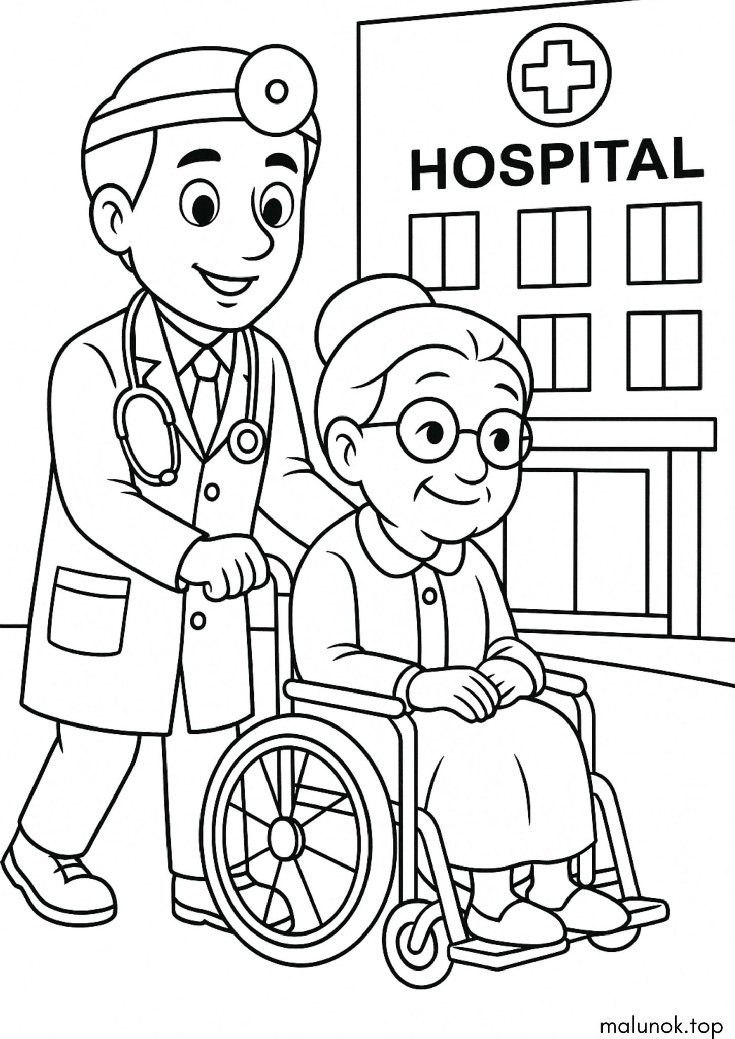Раскраска Бабусю везуть до лікарні