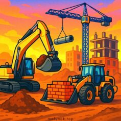 Розмальовки будівельної техніки для хлопчиків та дівчаток - роздрукувати безкоштовно А4, скачати розфарбовки