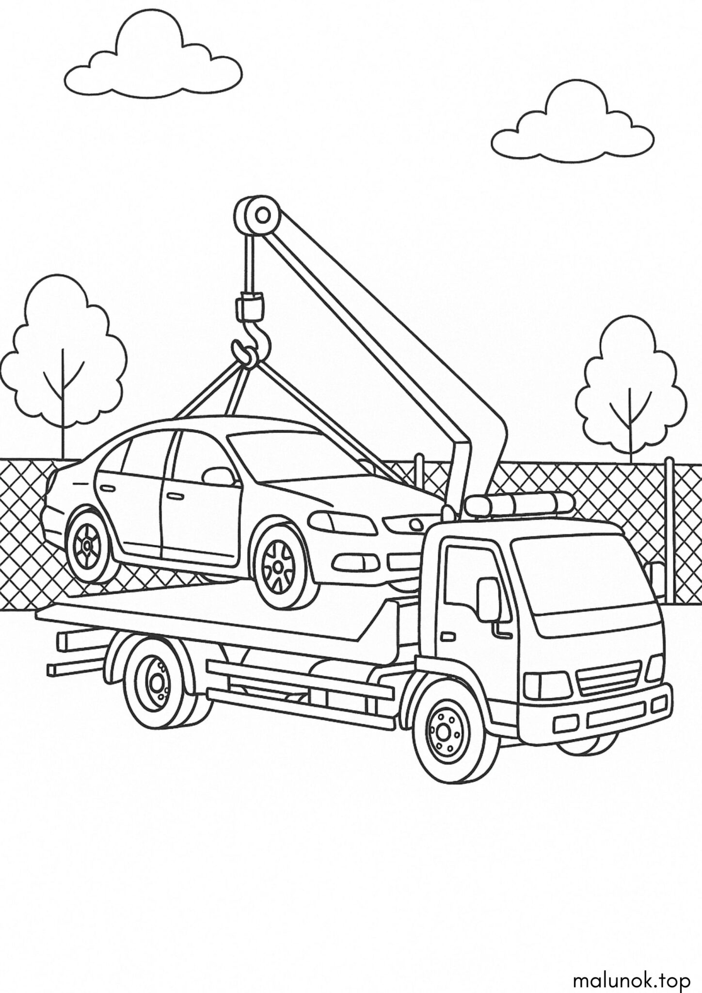 Раскраска Евакуатор забирає машину на штрафплощадку
