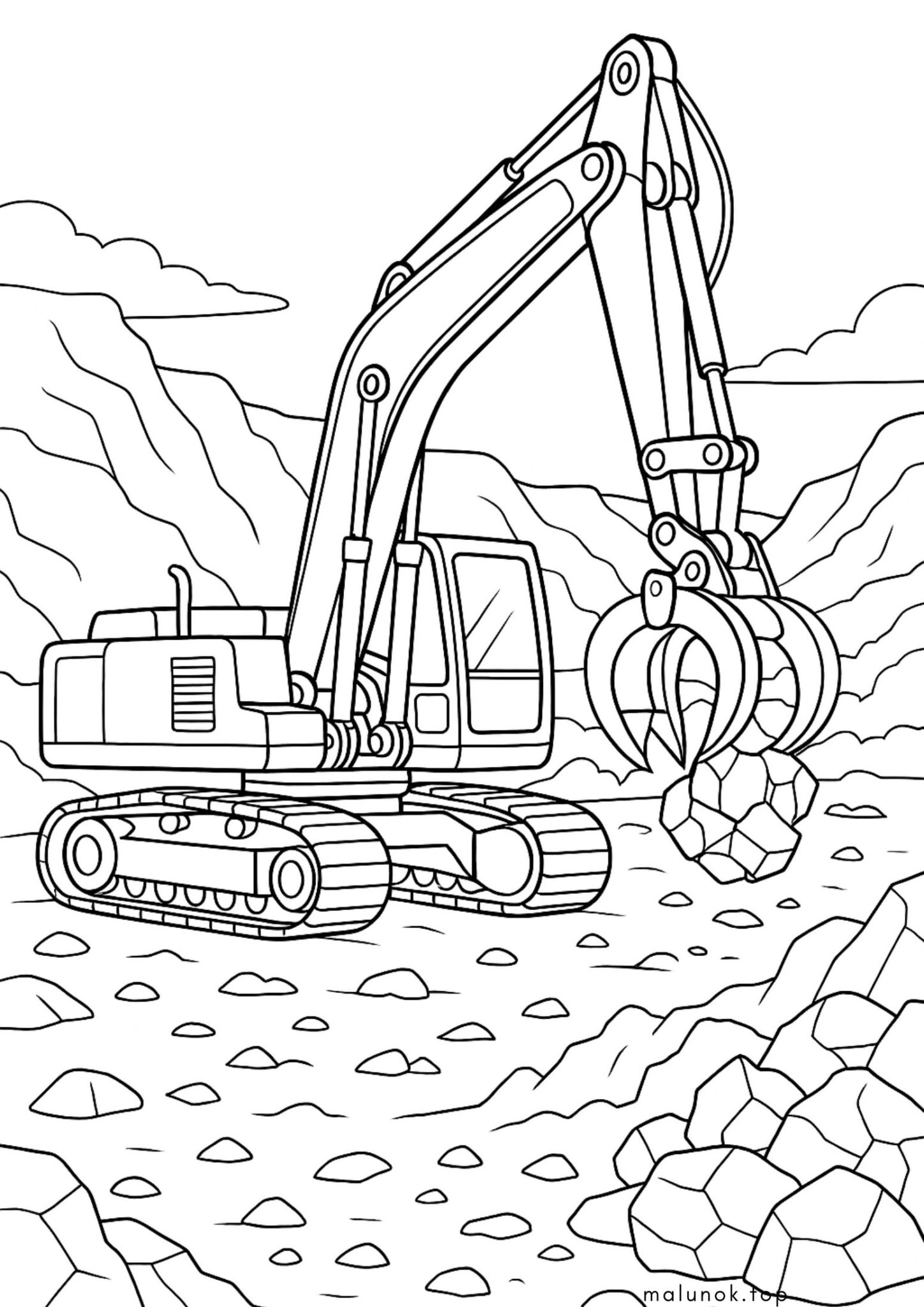 Раскраска Грейфер працює у кар’єрі