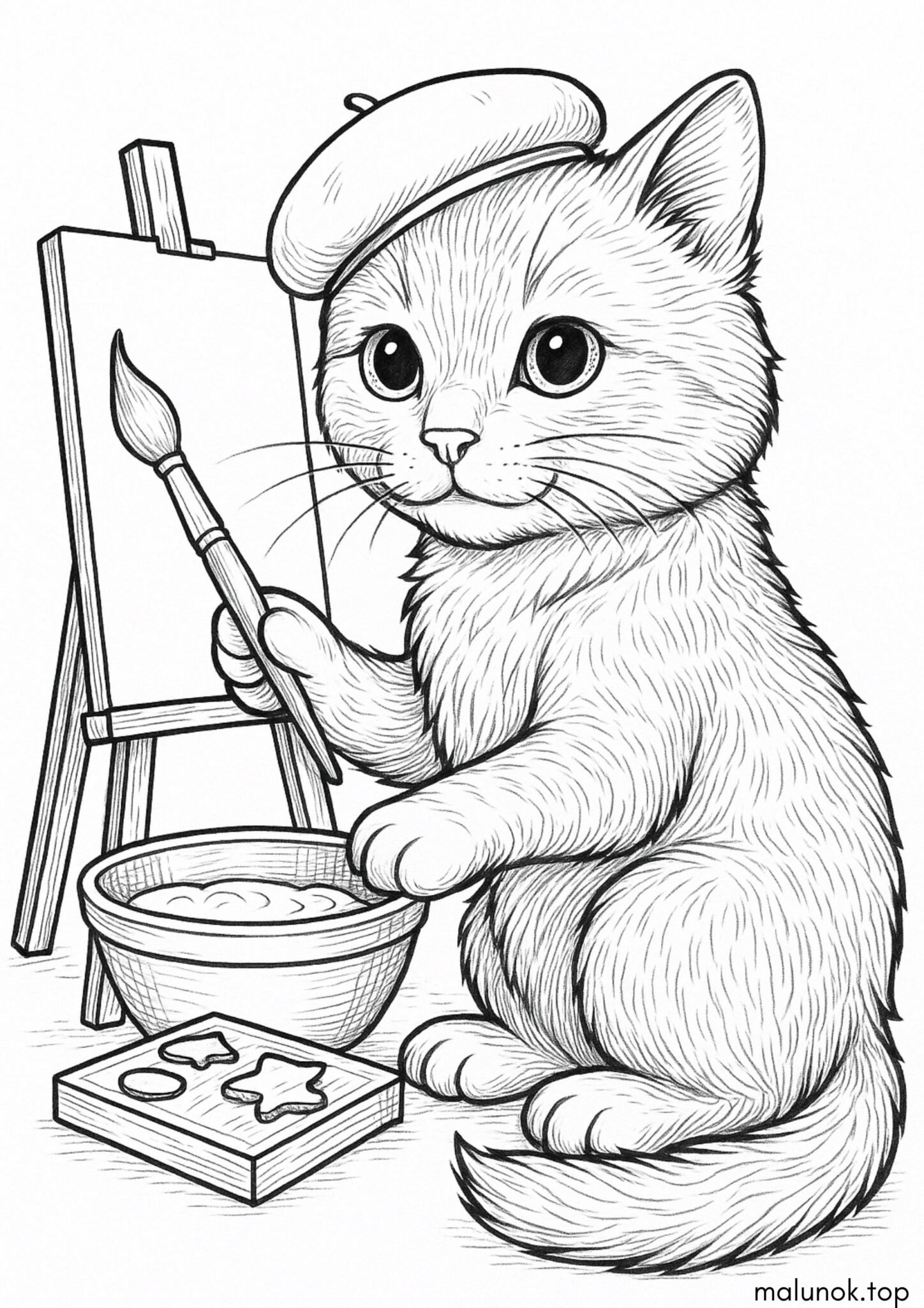 Раскраска Кіт-художник