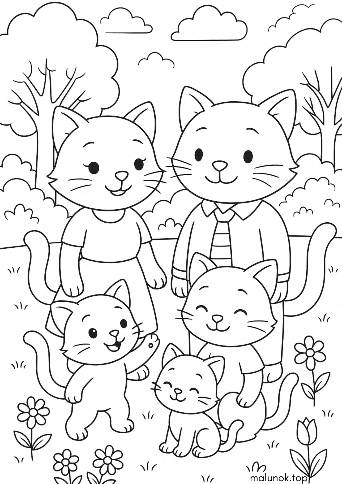 Раскраска Котяча сім’я