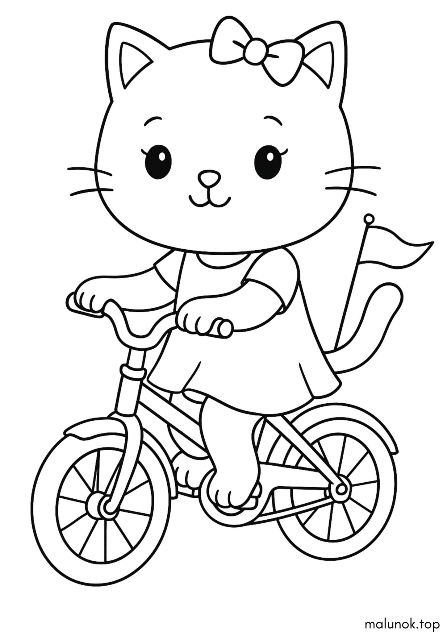 Раскраска Киця на велосипеді