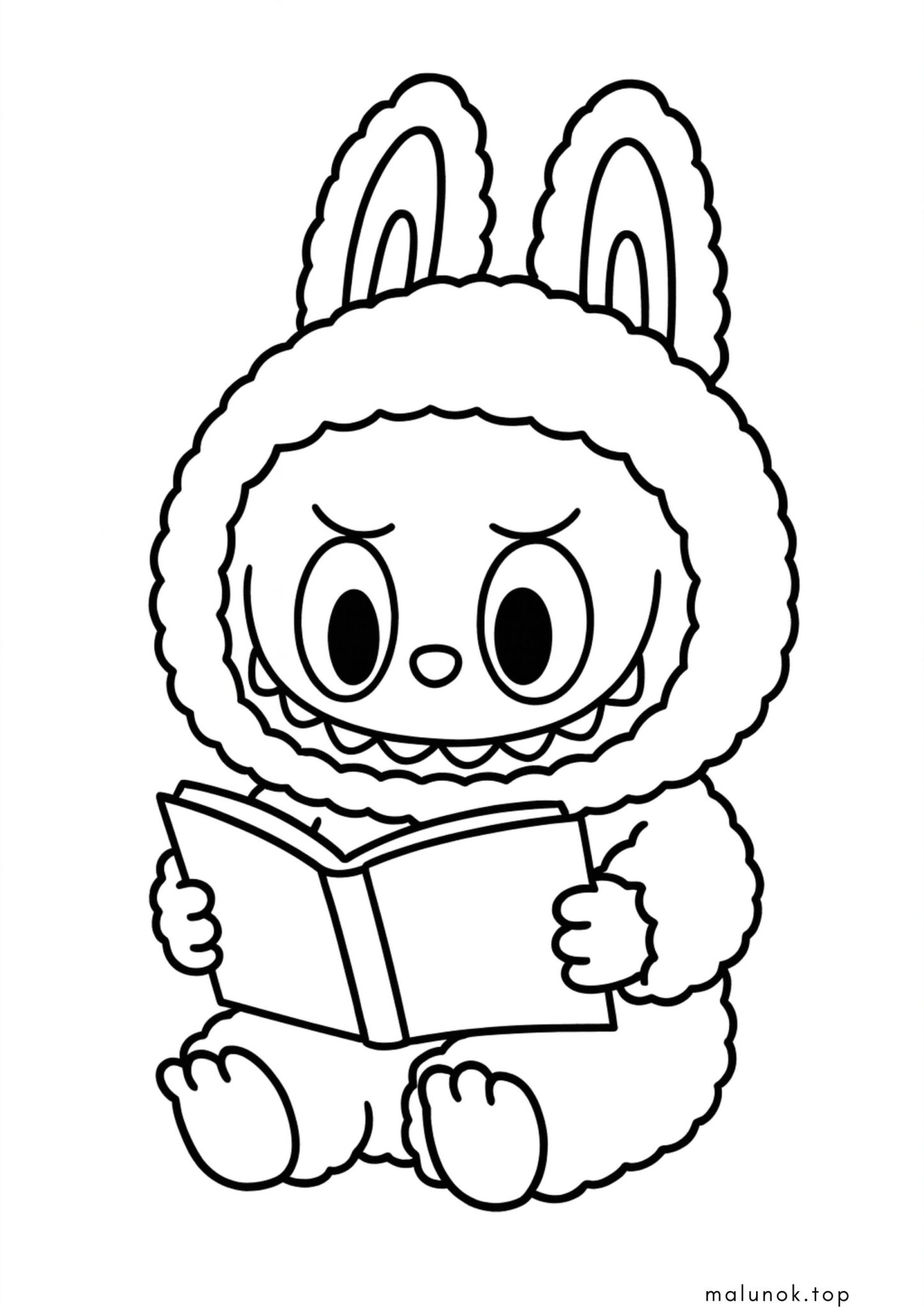 Раскраска Лабубу читає книжку Раскраска Лабубу читає книжку