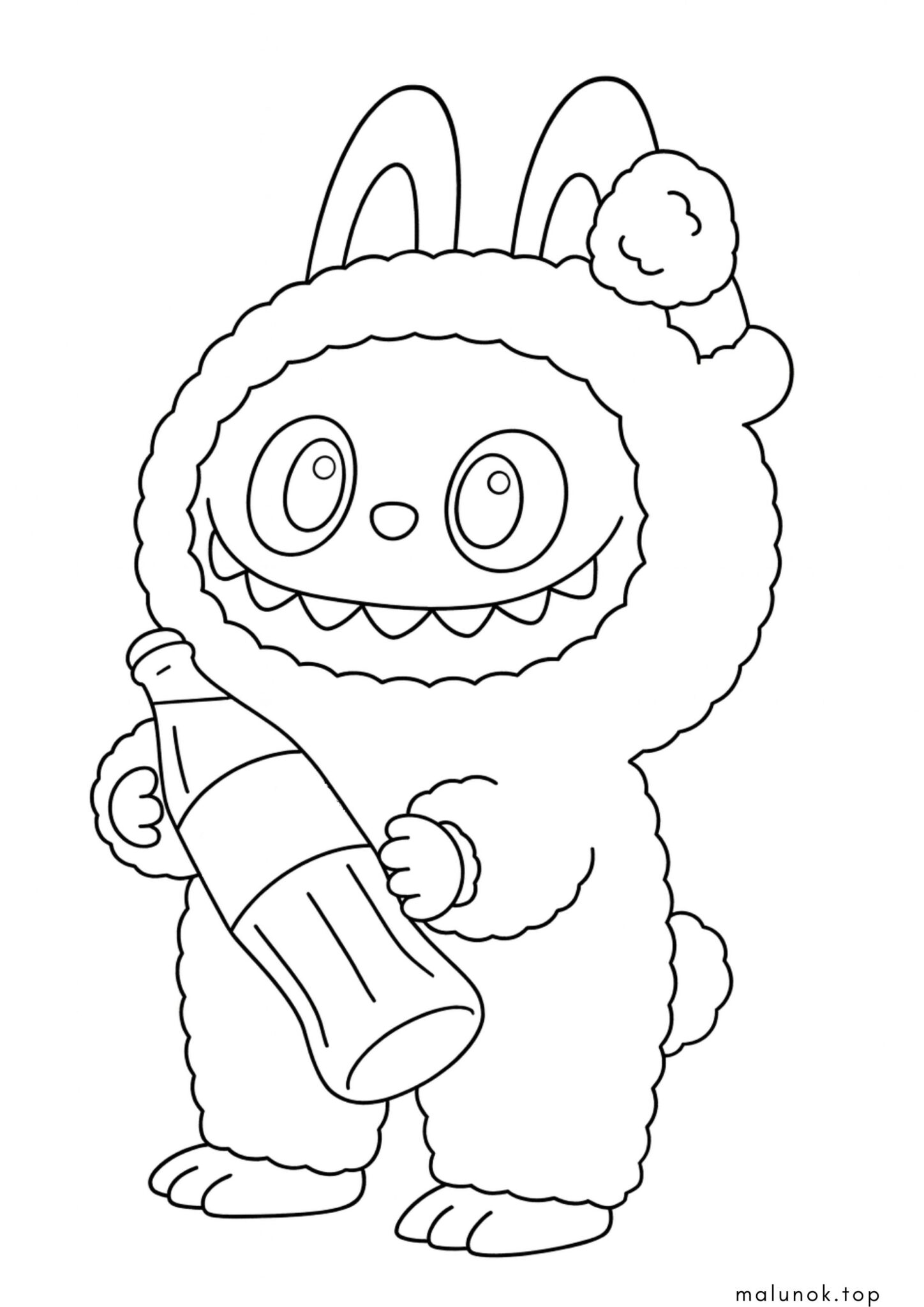 Раскраска Лабубу з колою Раскраска Лабубу з колою