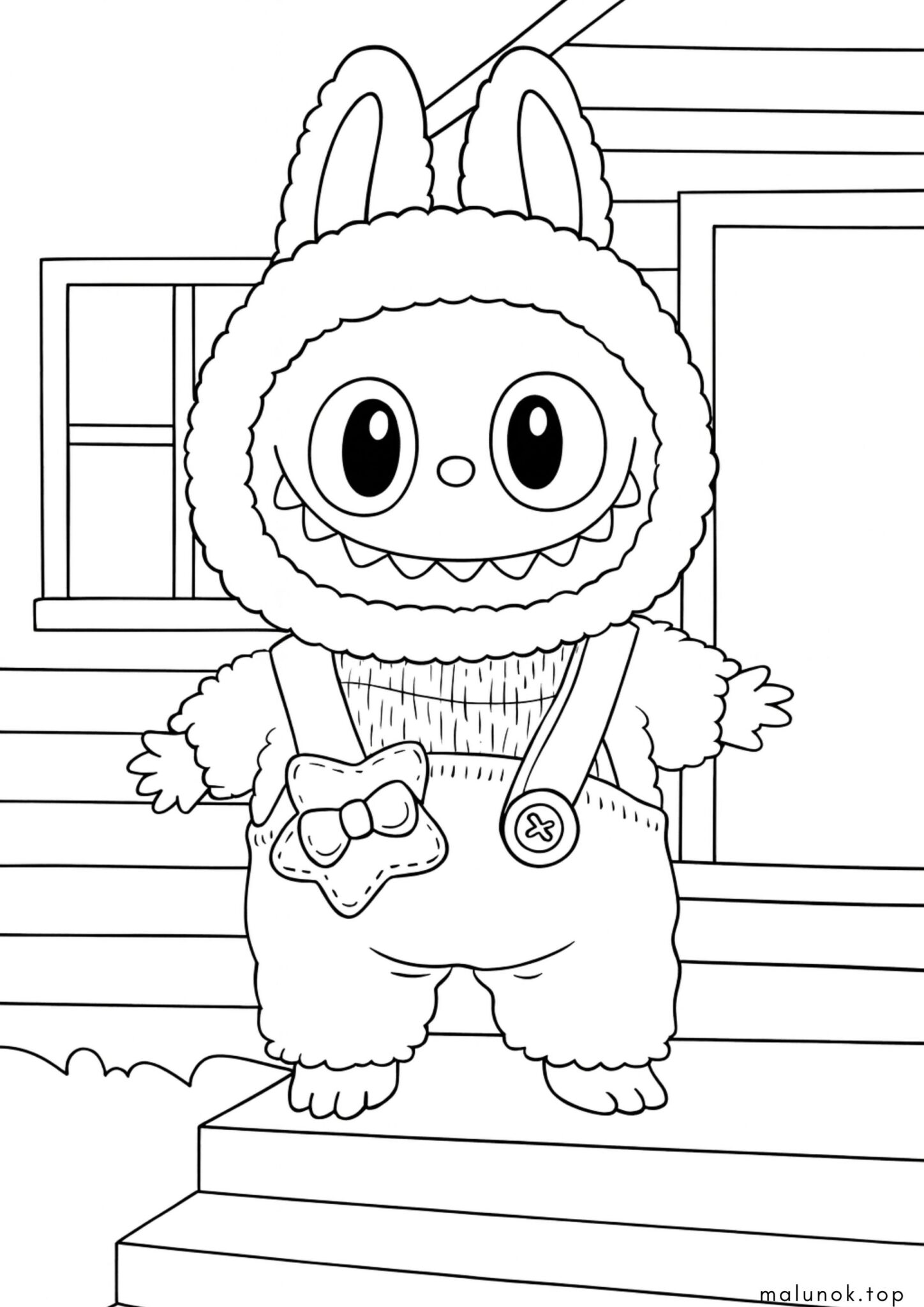 Раскраска Лабубу з одягом Раскраска Лабубу з одягом