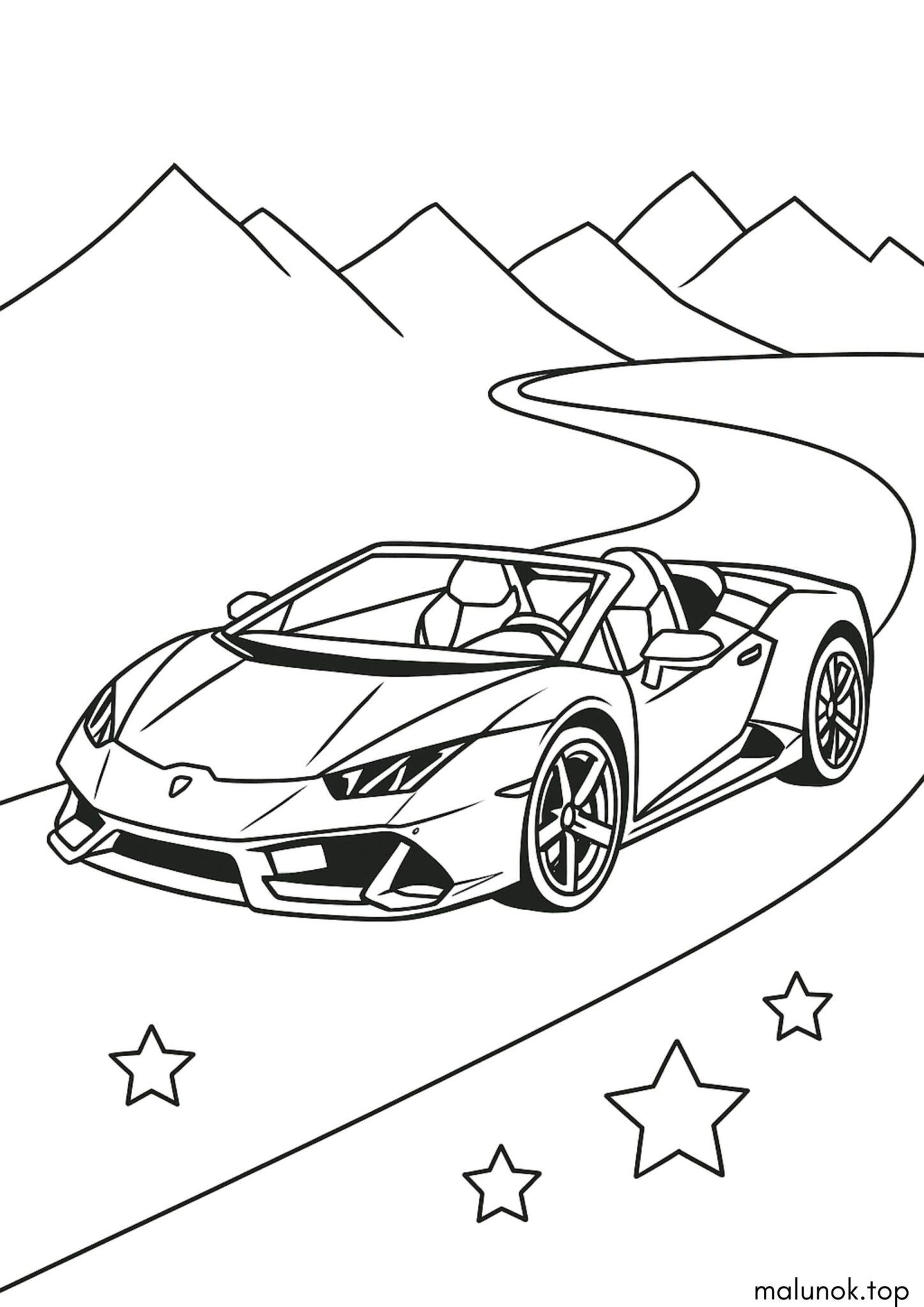 Раскраска Ламборджині на серпантині