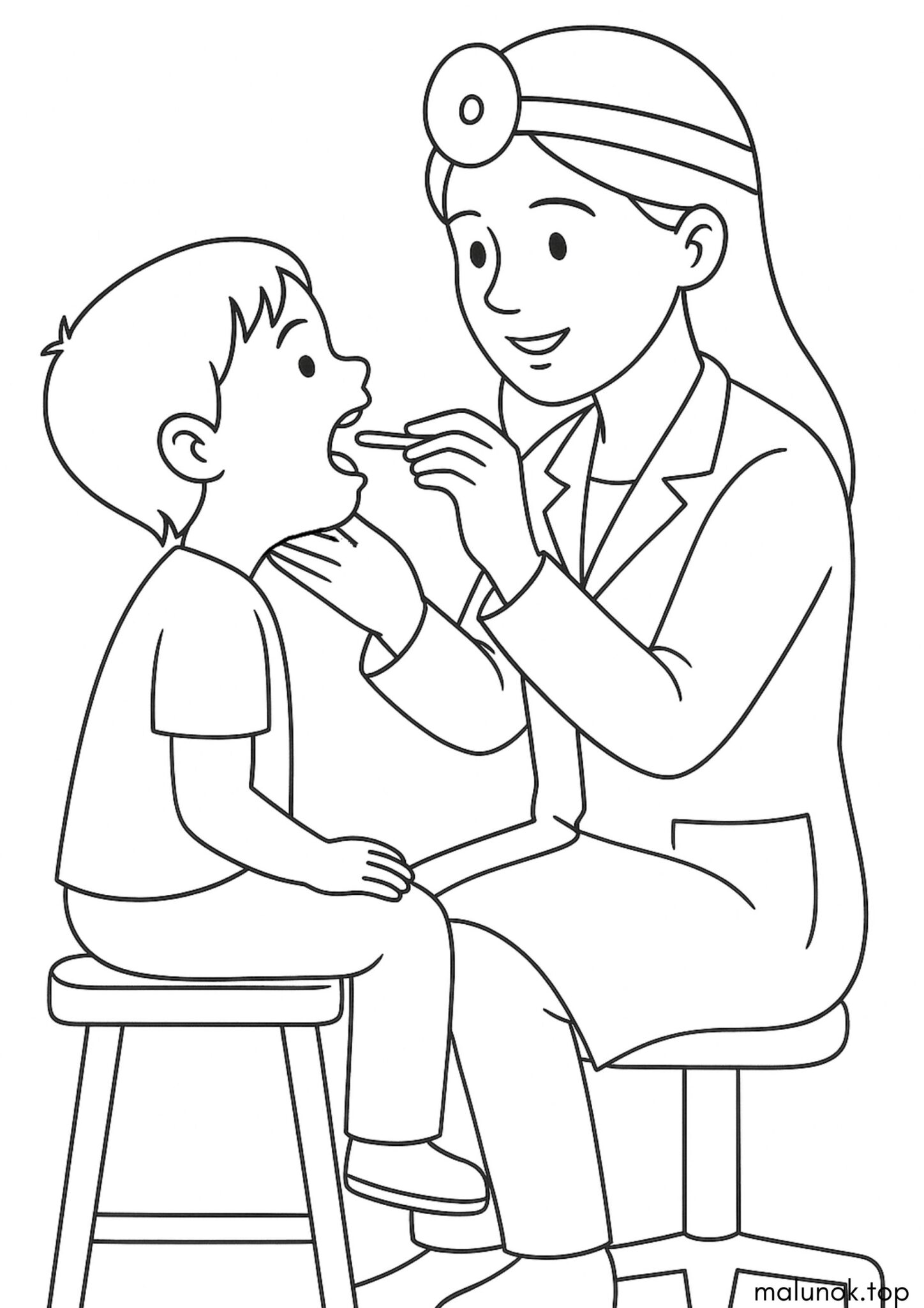 Раскраска Лікарка лікує дитину