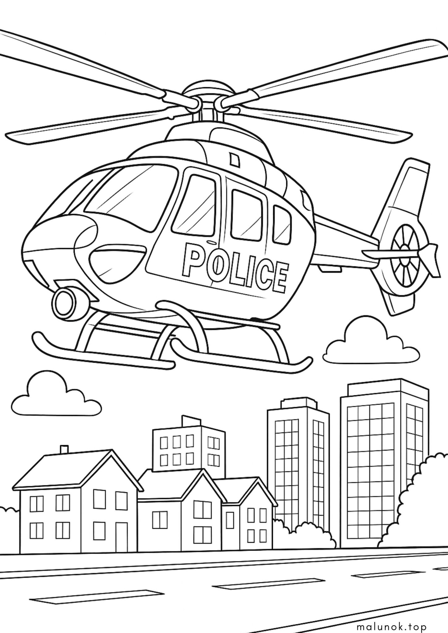 Раскраска Полыцейський вертоліт