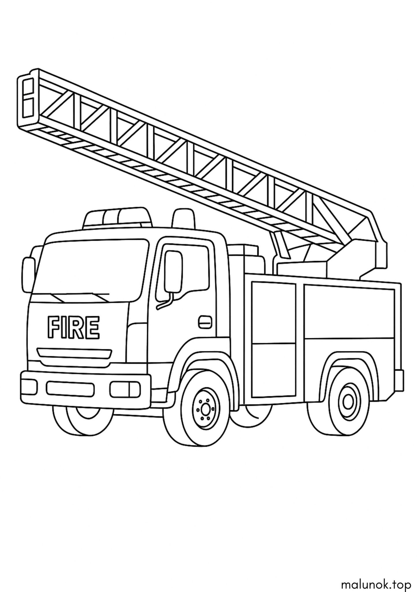 Раскраска Пожежна машина з драбиною