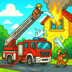 Розмальовки пожежних машин та рятувальників - роздрукувати безкоштовно А4, скачати розфарбовки