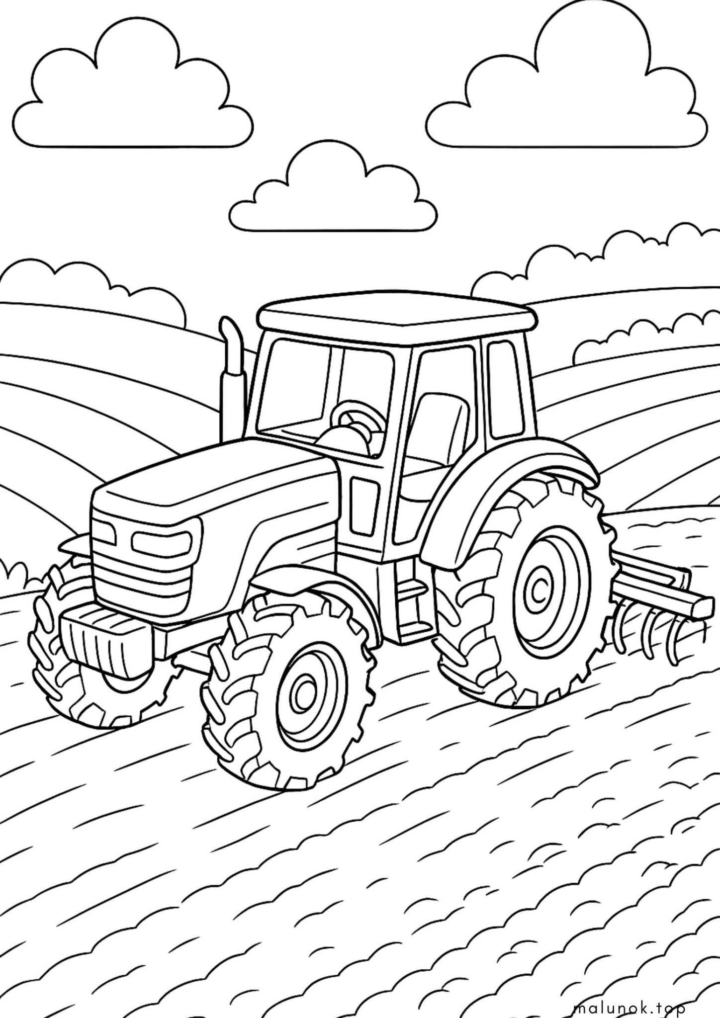 Раскраска Трактор на полі