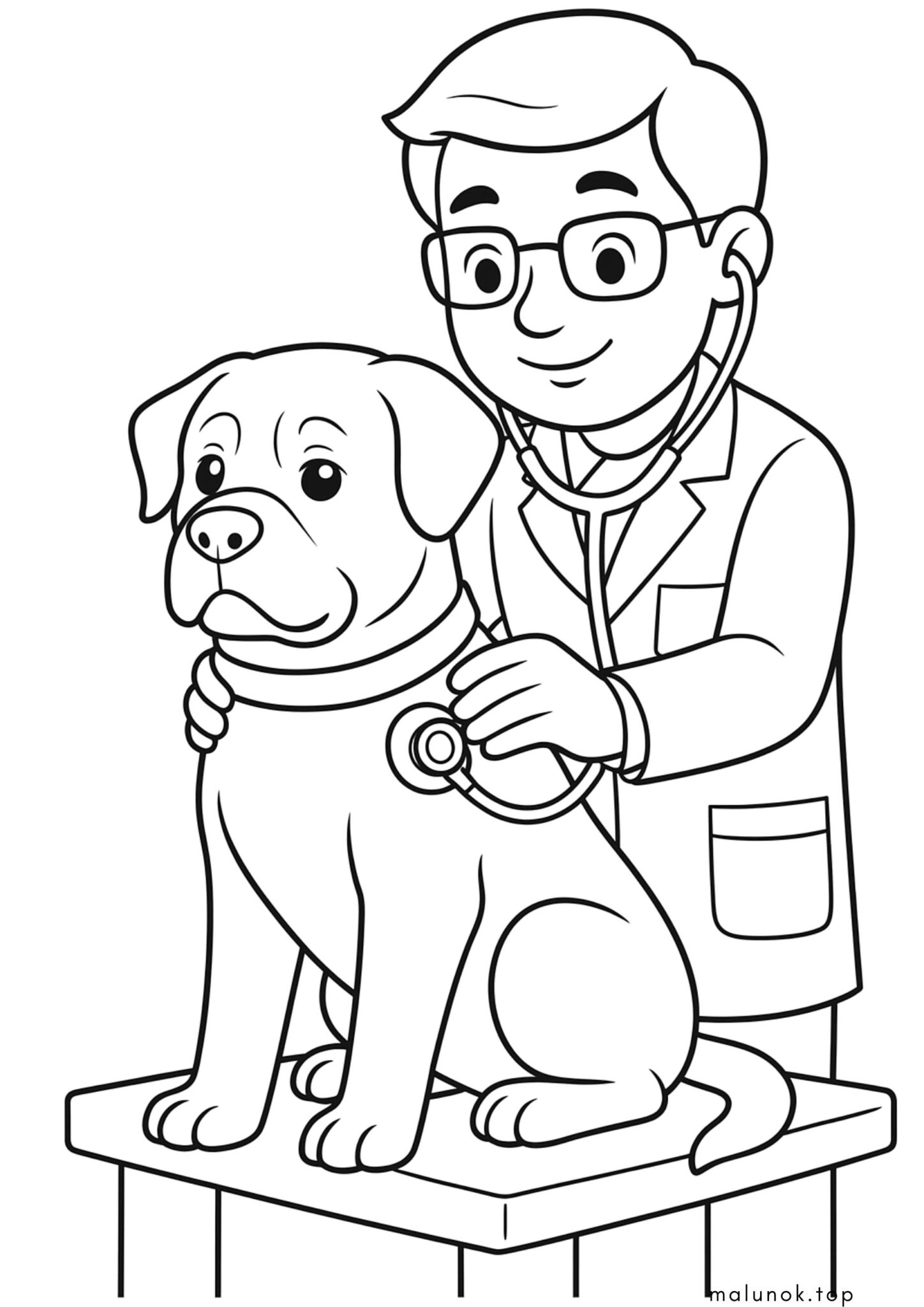 Раскраска Ветеринар лікує собаку
