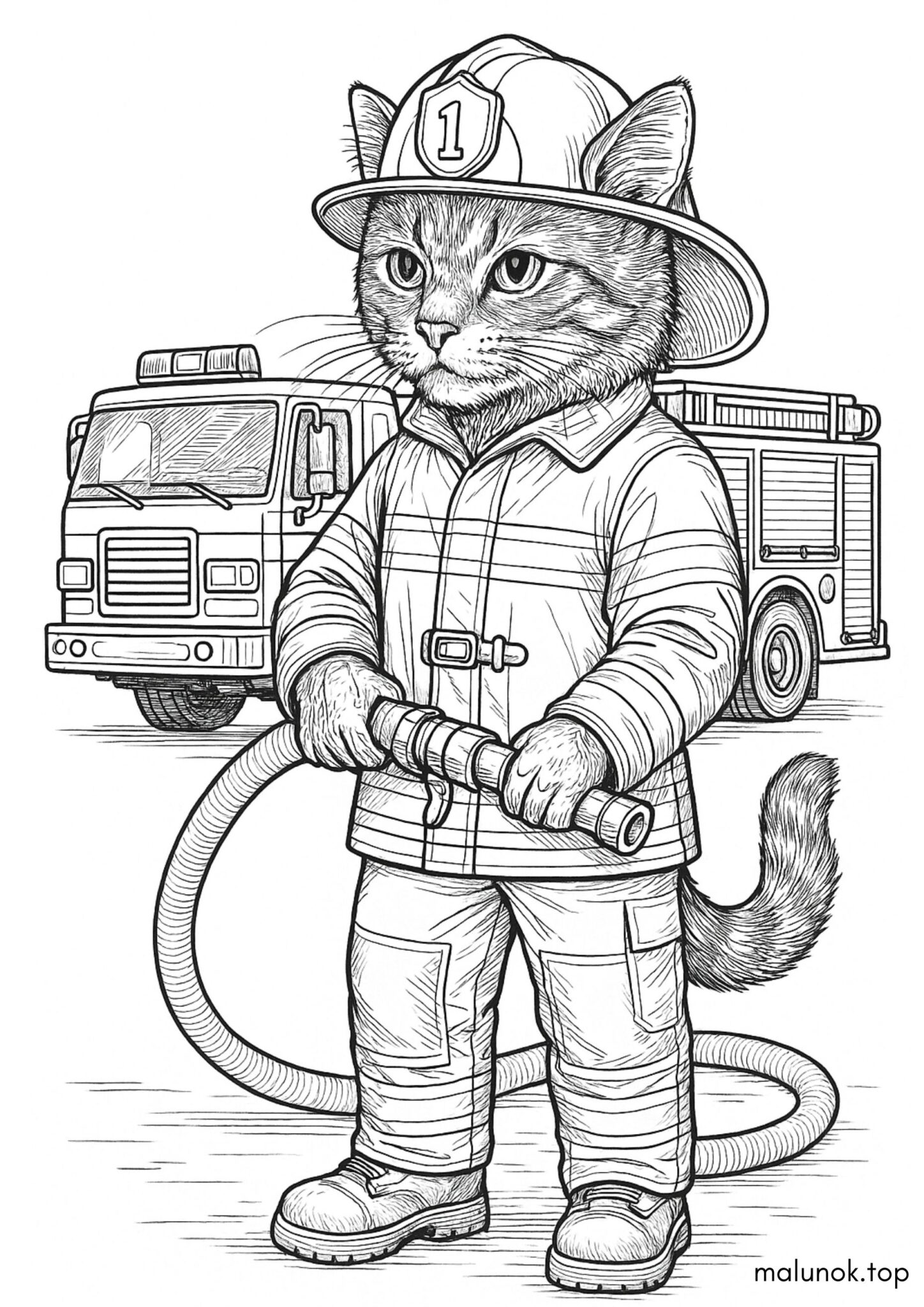 Раскраска Кіт-пожежник