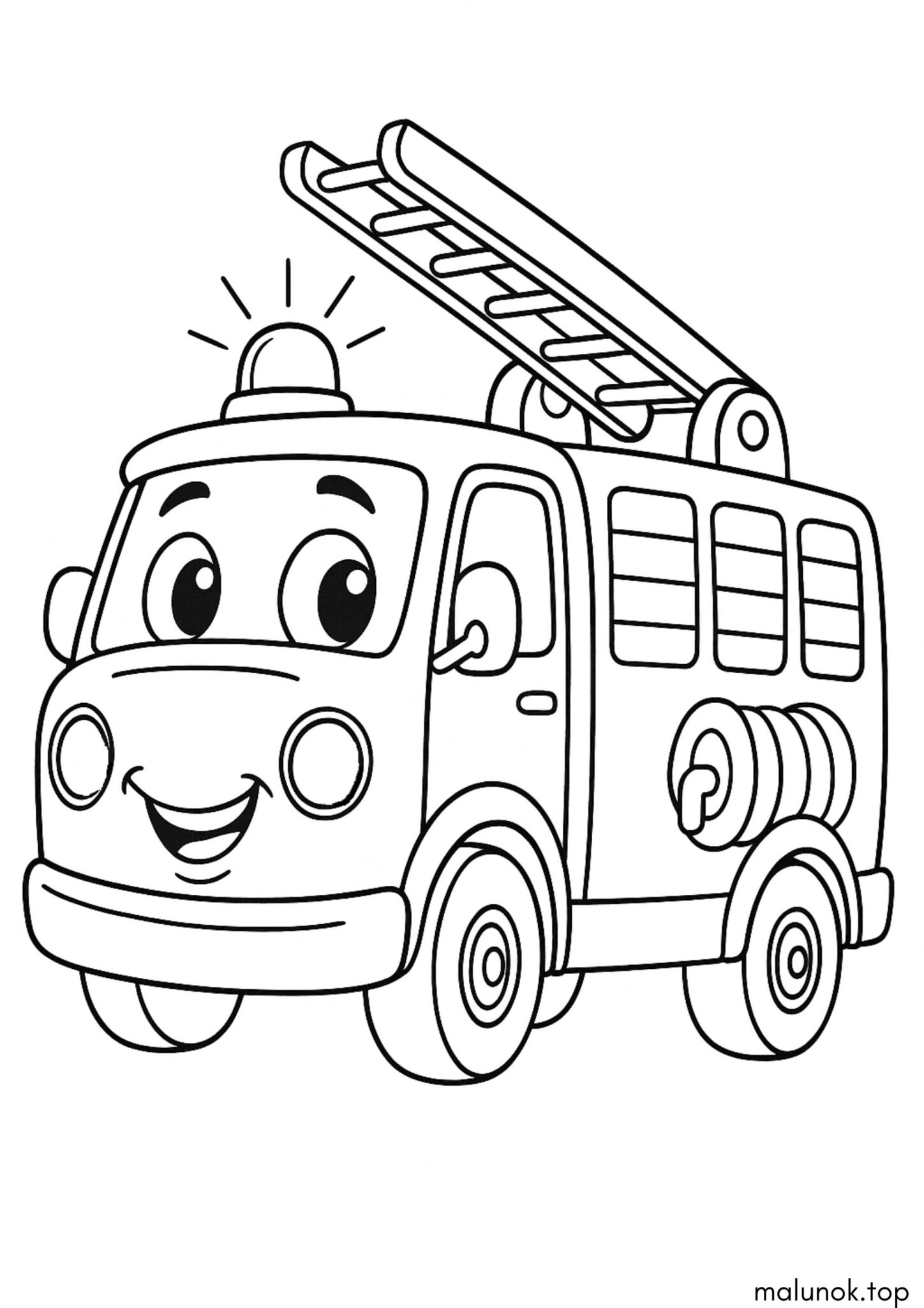 Раскраска Мультяшна пожежна машина