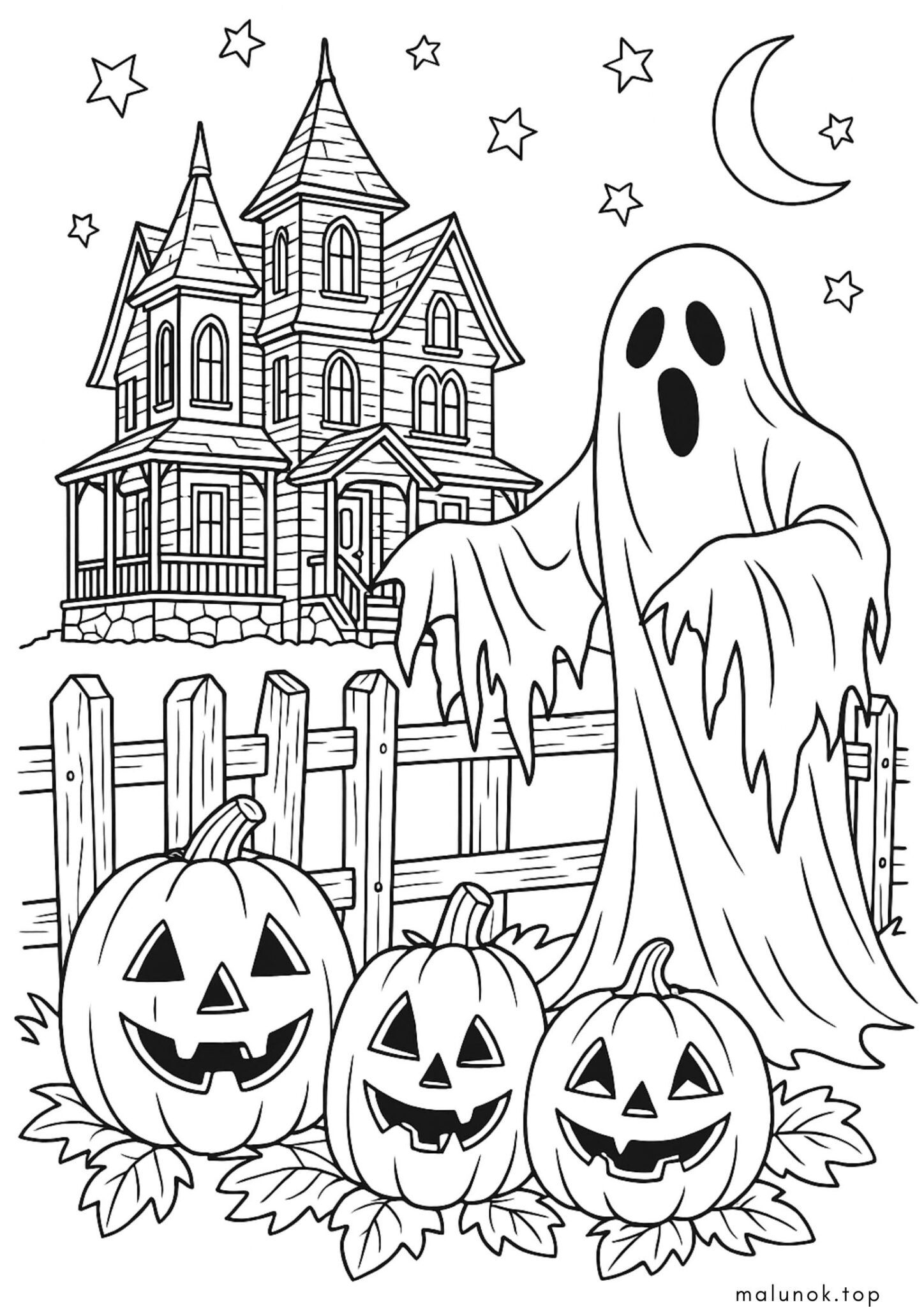 Раскраска Будинок з привидами на Хелловін