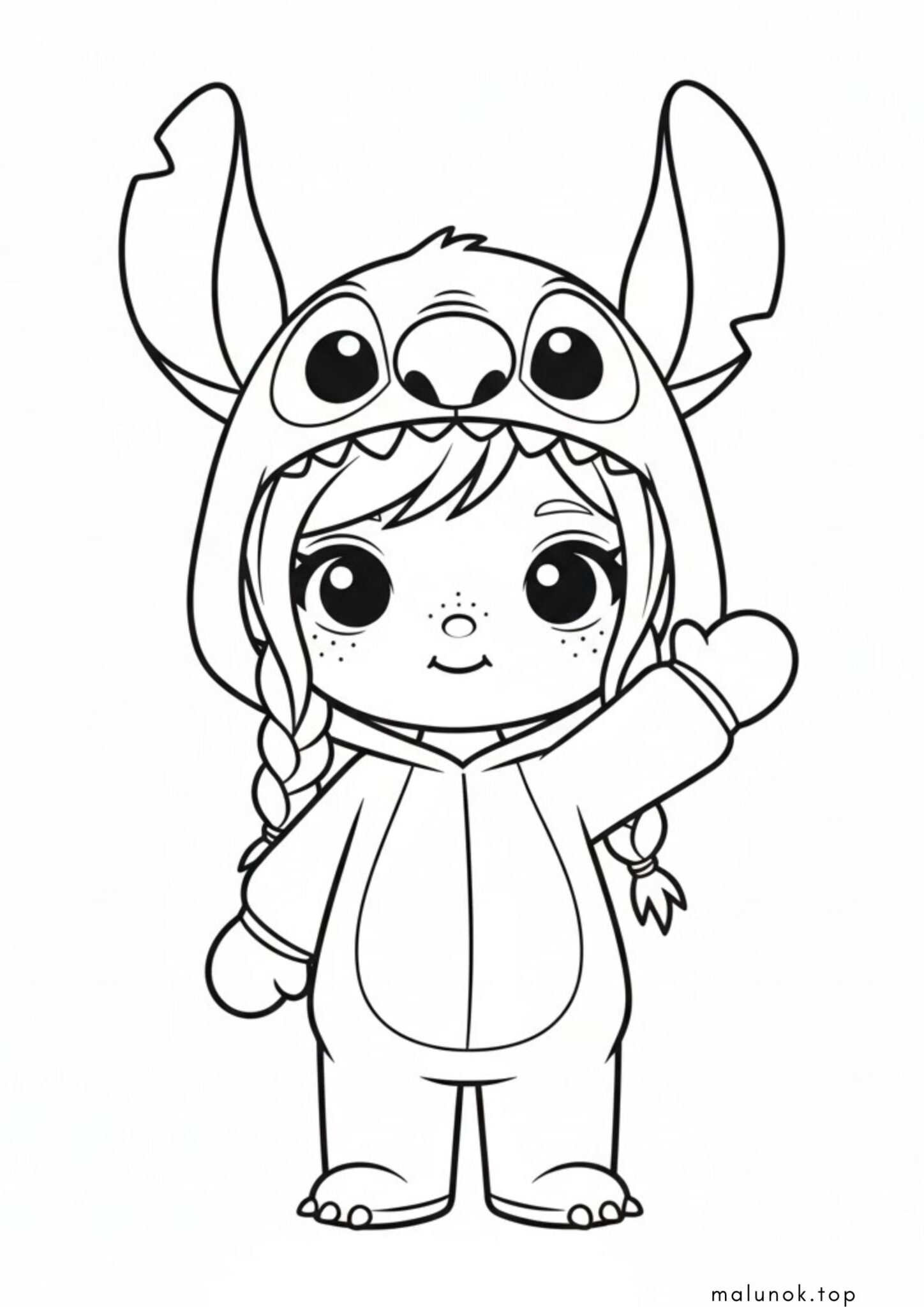 Раскраска Дівчинка Тока Бока у костюмі Стіча