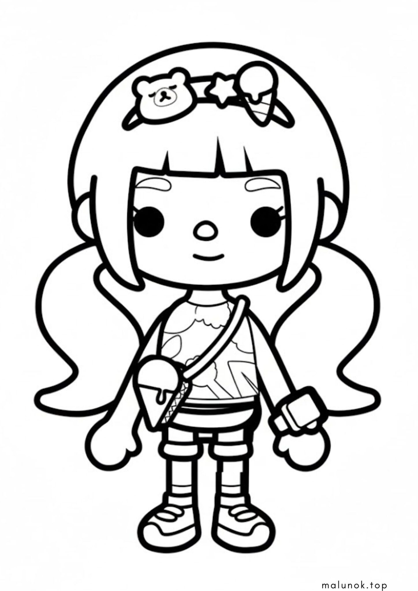 Раскраска Дівчинка Тока Бока з хвостиками