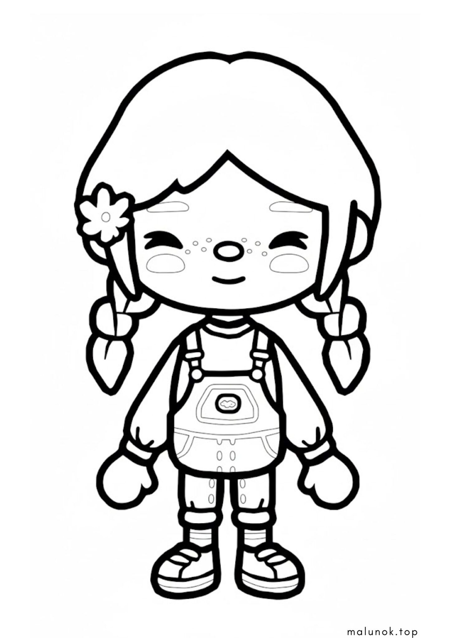 Раскраска Дівчинка Тока Бока з косичками