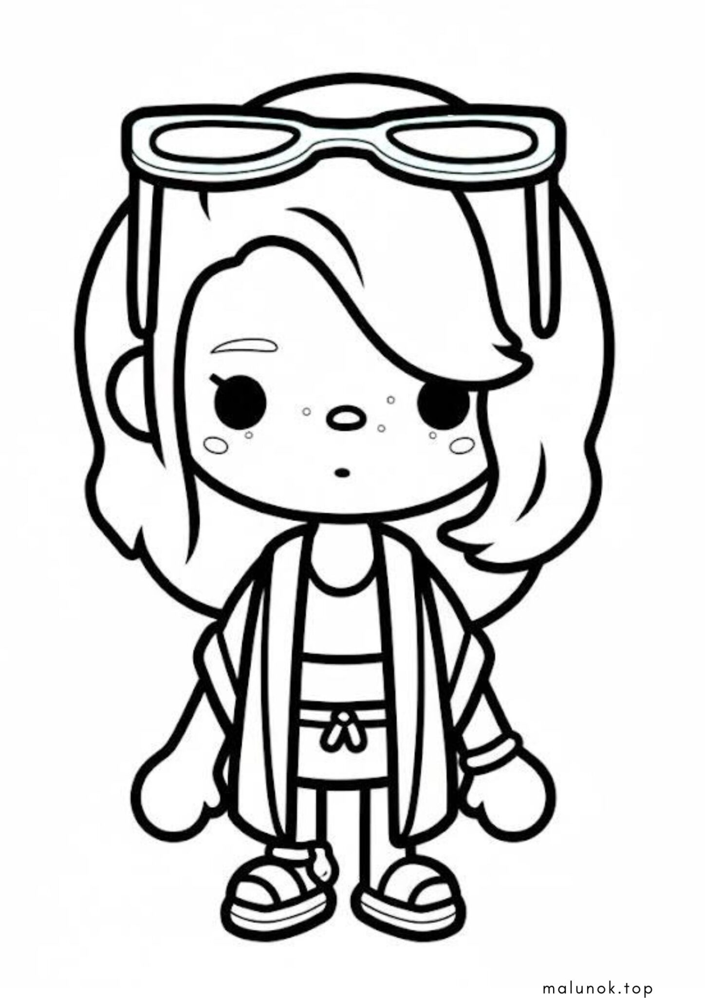 Раскраска Дівчинка Тока Бока з окулярами