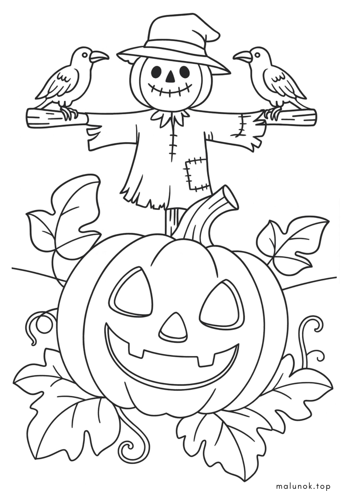 Раскраска Гарбуз на Хелловін та страшило