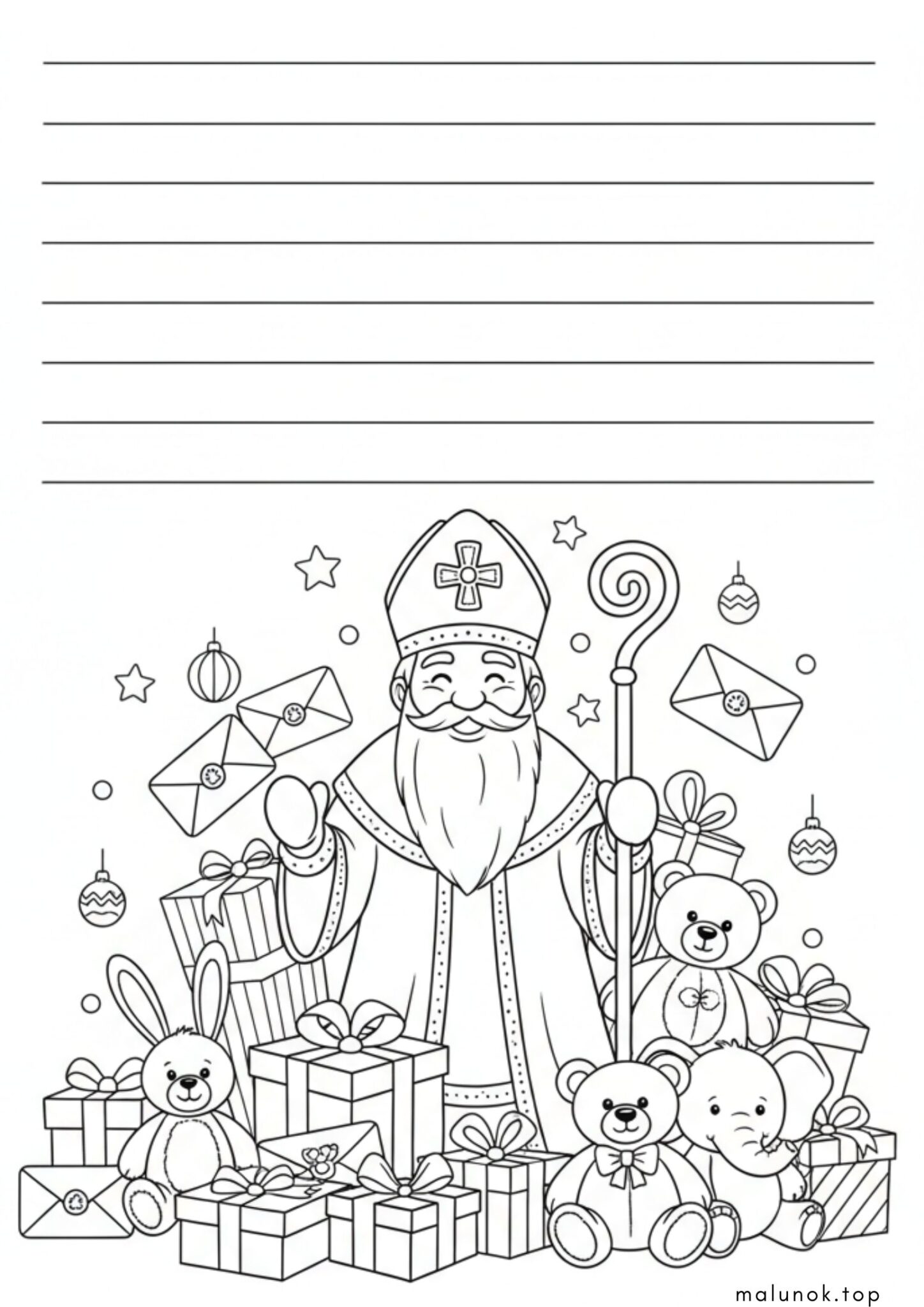 Раскраска Бланк листа Святому Миколаю