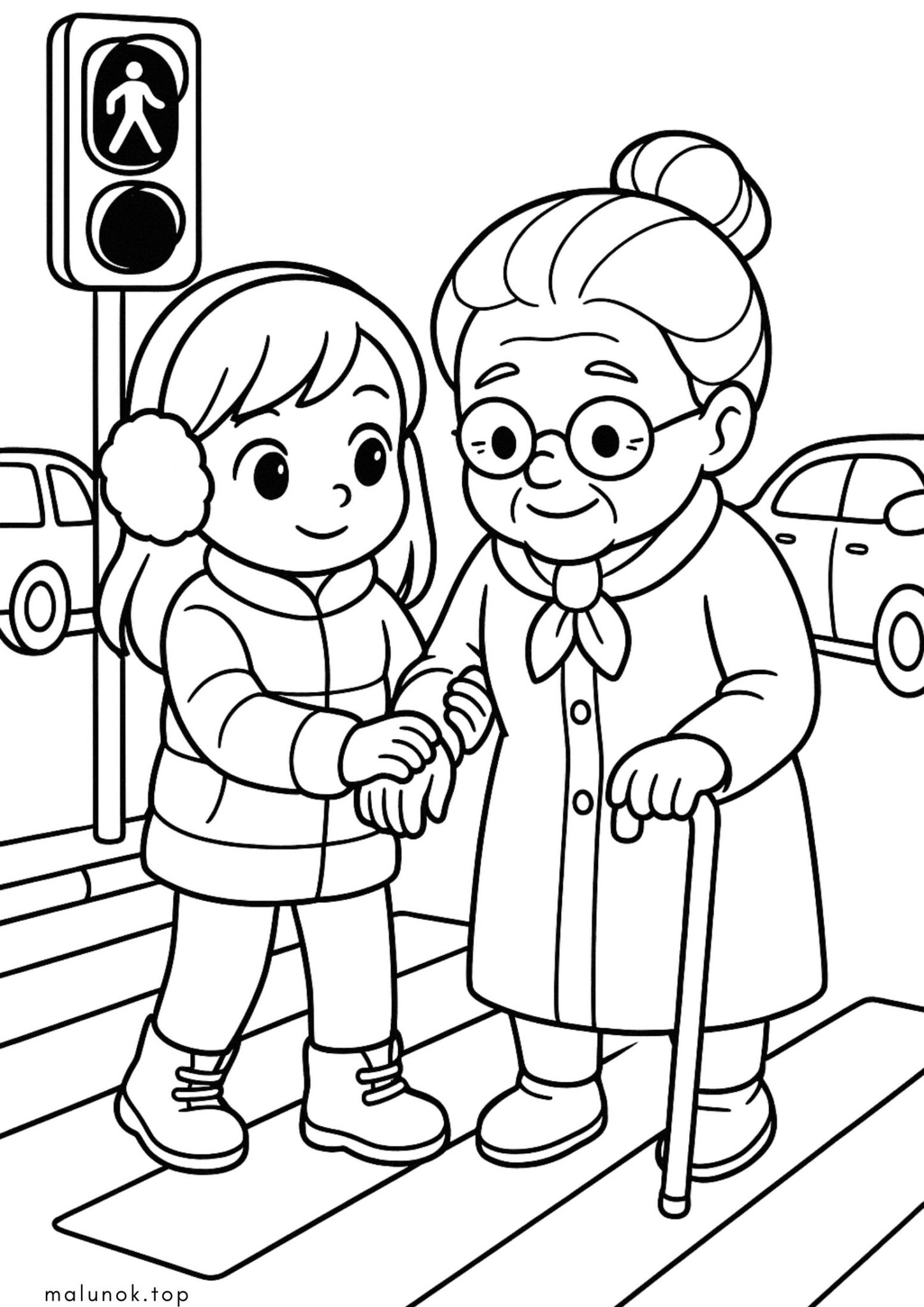 Раскраска День доброти – допомагати літнім людям