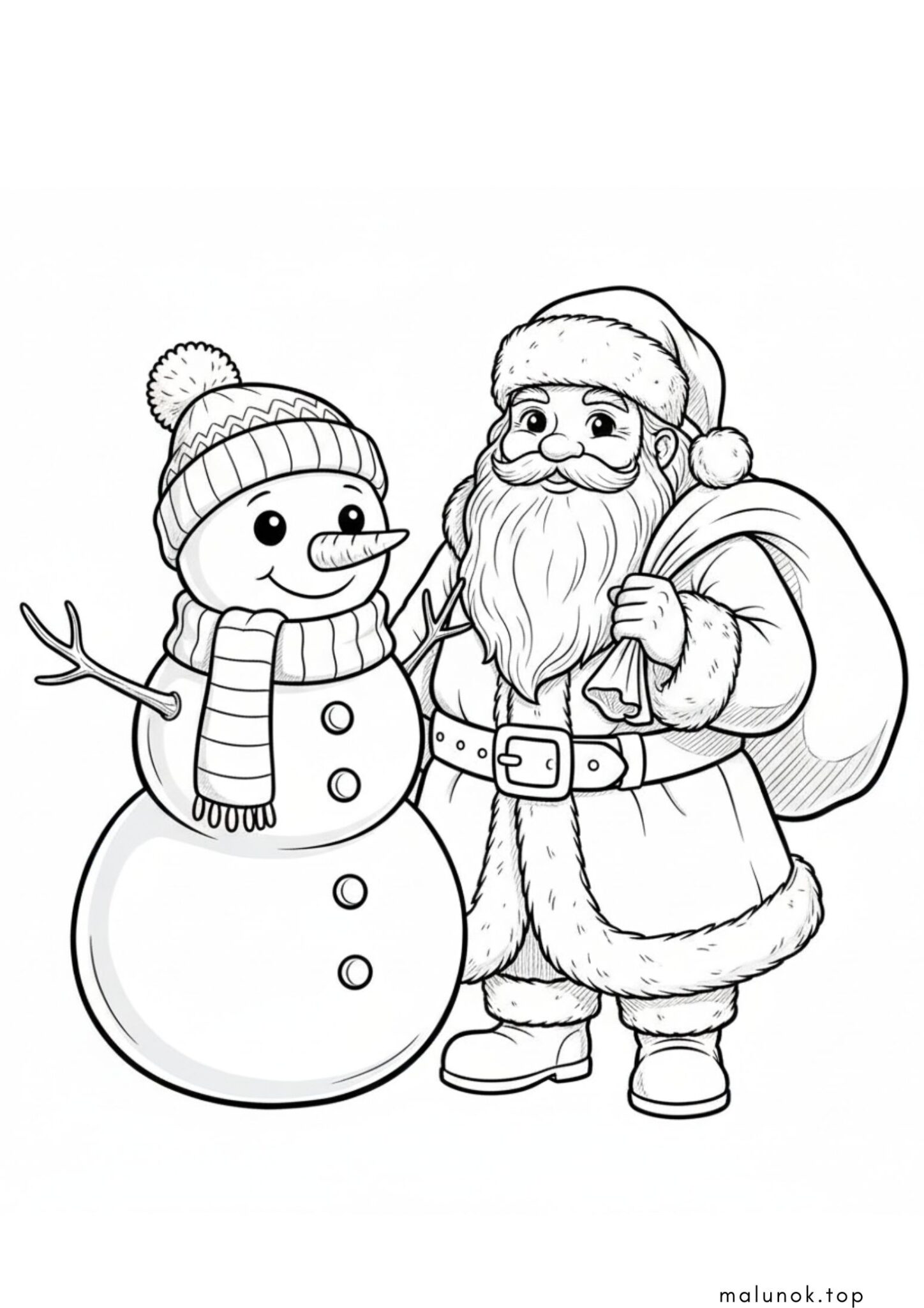 Раскраска Дід Мороз та сніговик