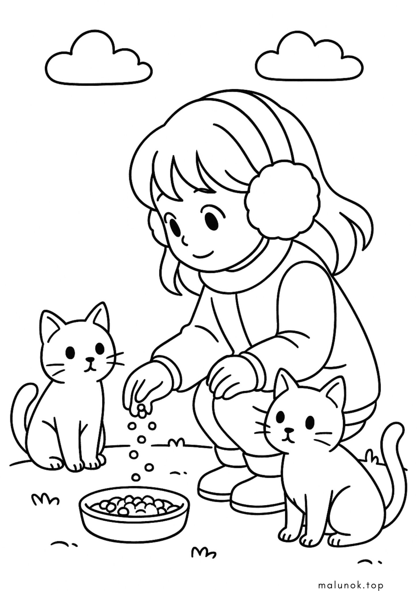 Раскраска Добро – нагодувати вуличних котиків