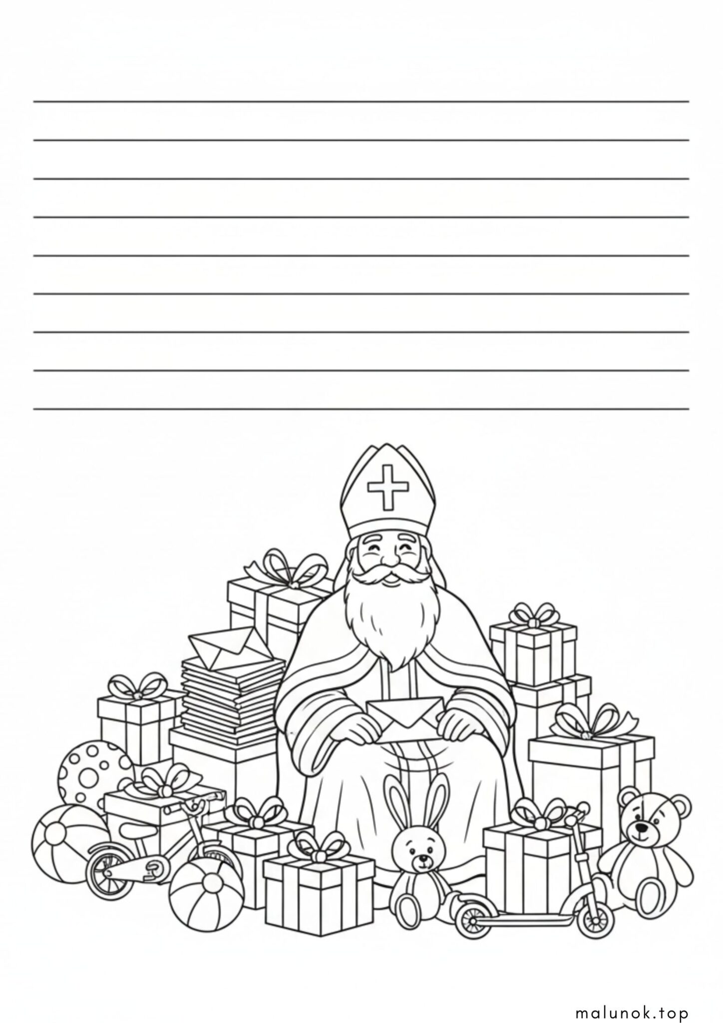 Раскраска Дитячий лист Святому Миколаю