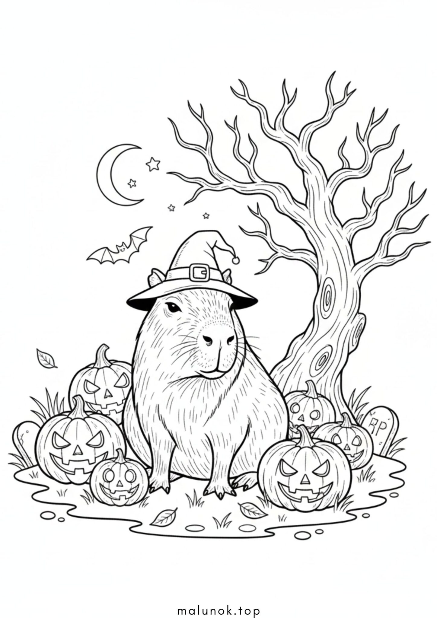 Раскраска Капібара на Хелловін