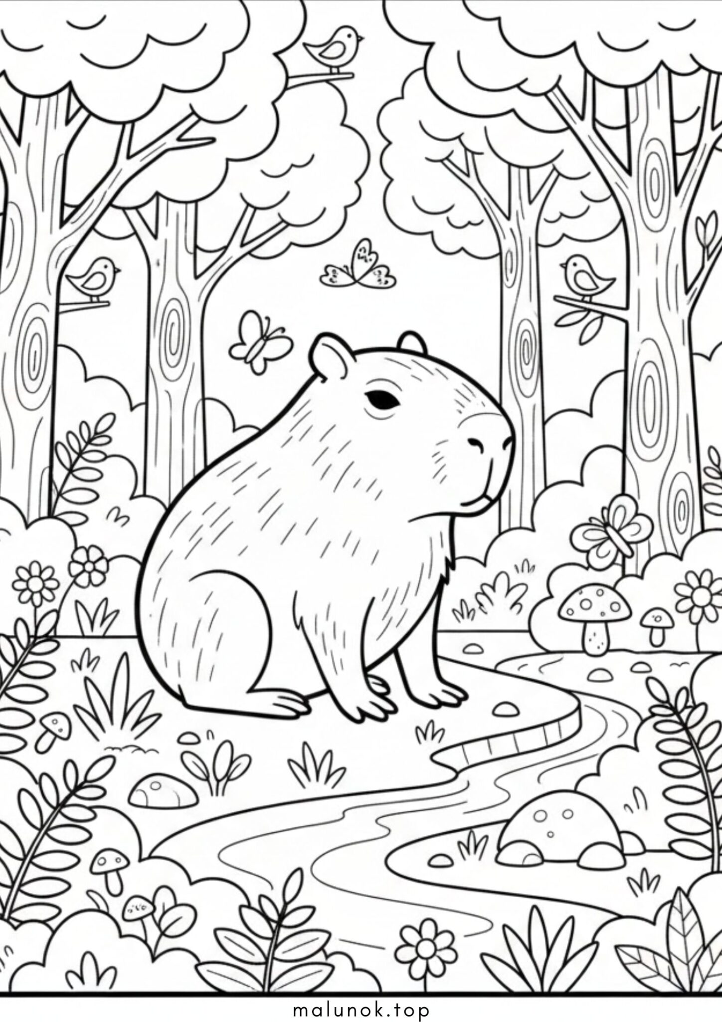 Раскраска Капібара у лісі