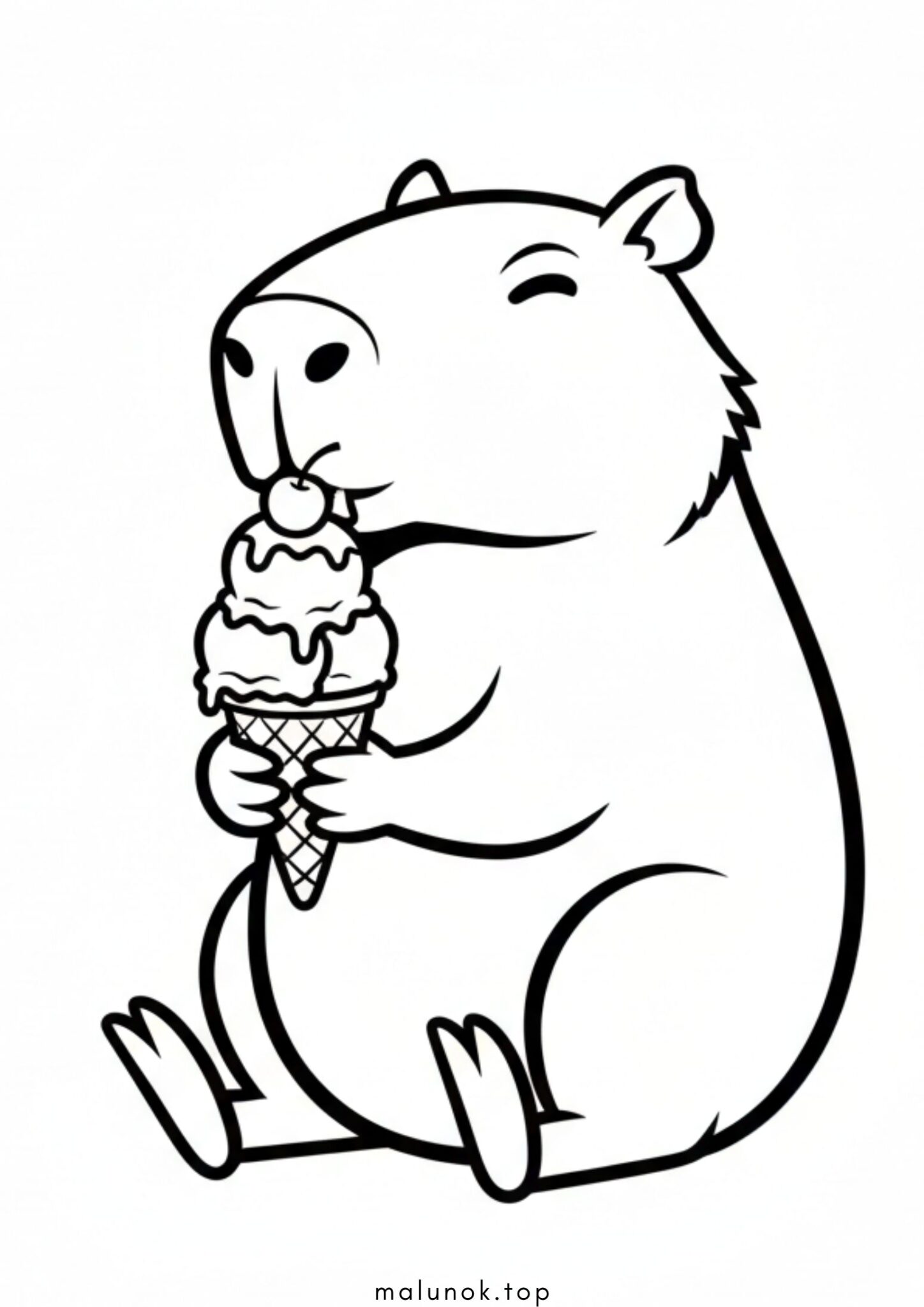 Раскраска Капібара з морозивом