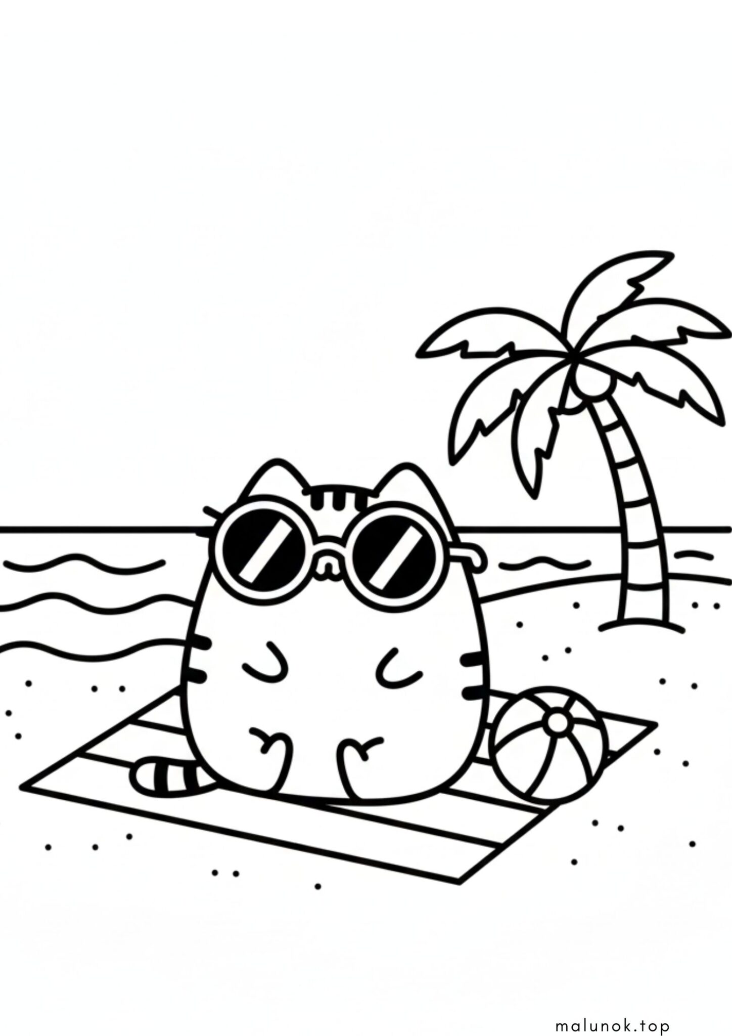 Раскраска Кіт Пушин на відпочинку