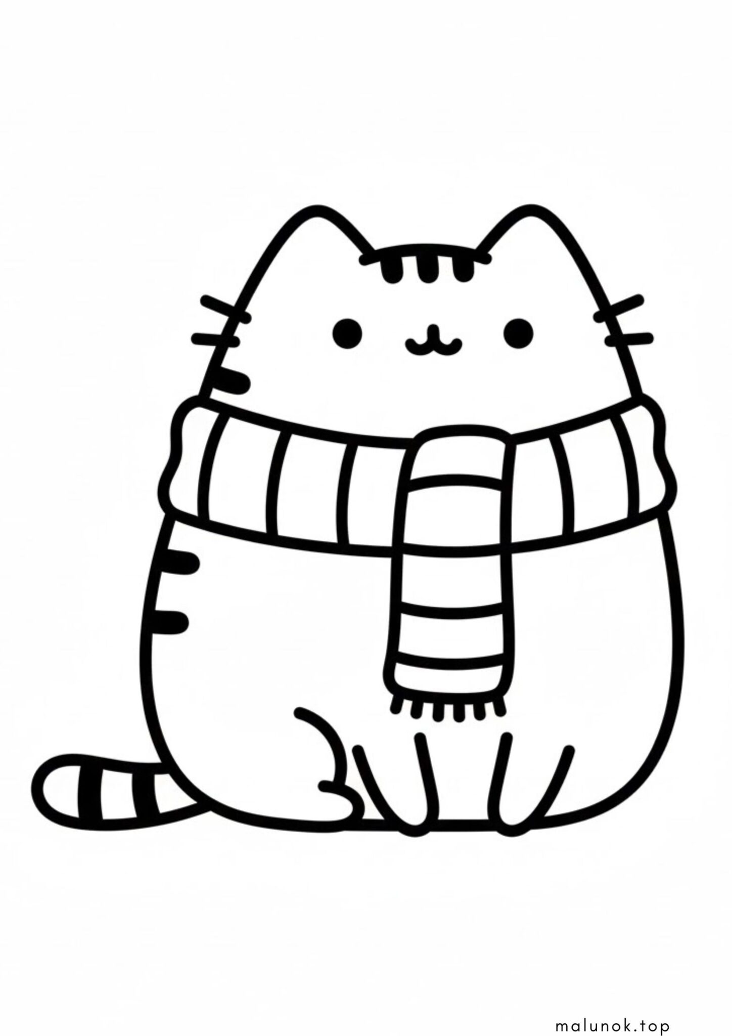 Раскраска Кіт Пушин з шарфом