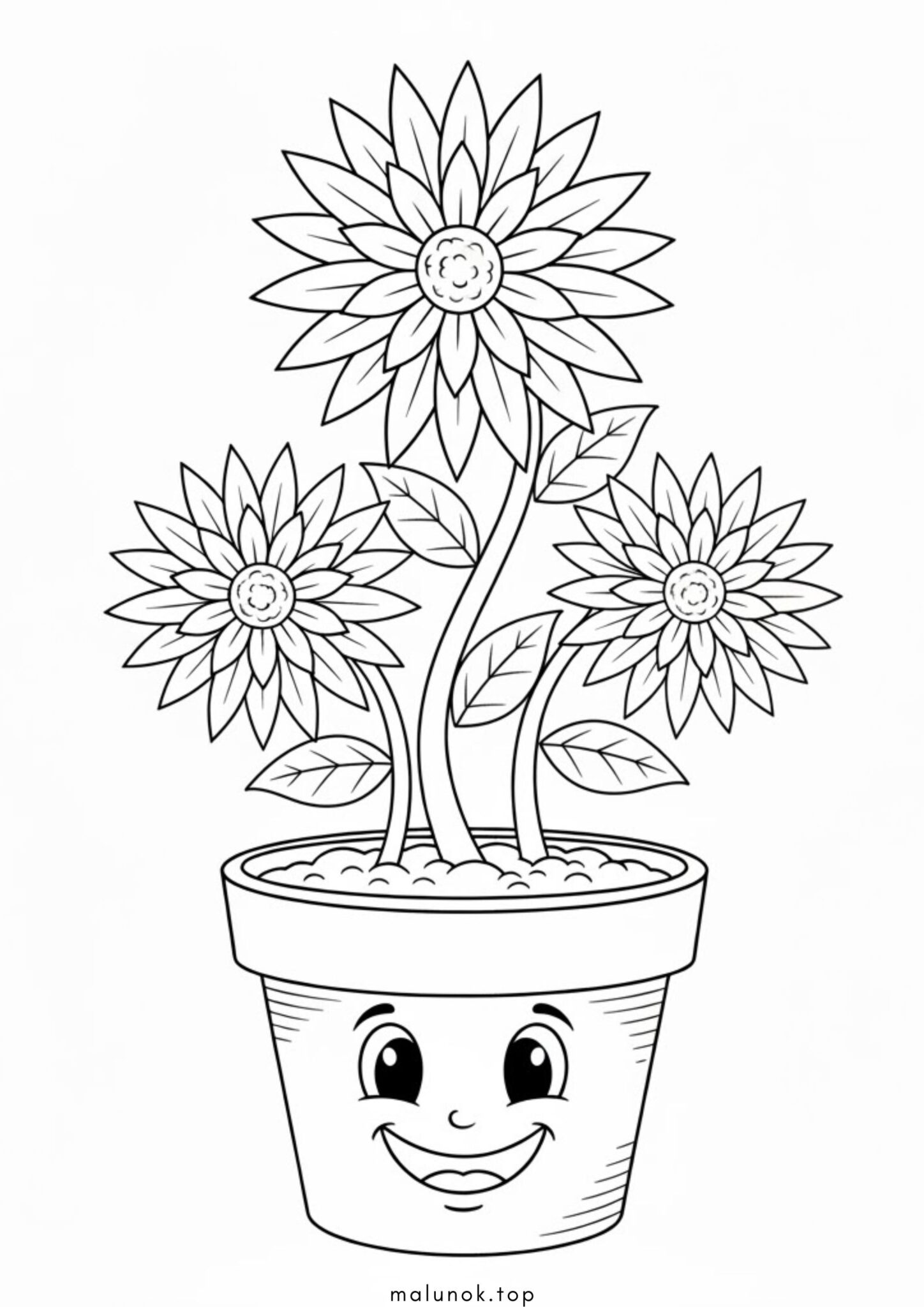 Раскраска Квіточки у горщику