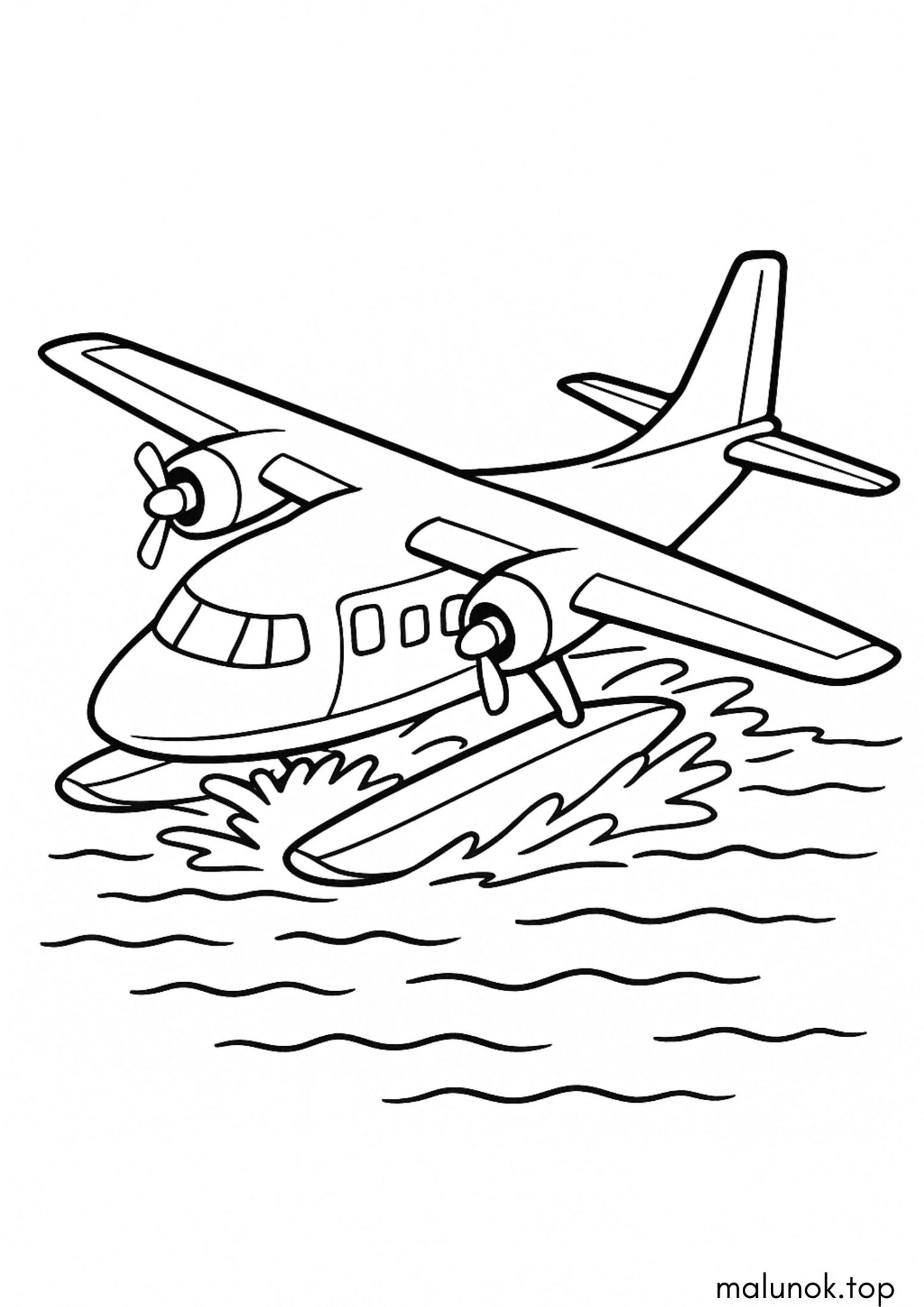 Раскраска Літак сідає на воду