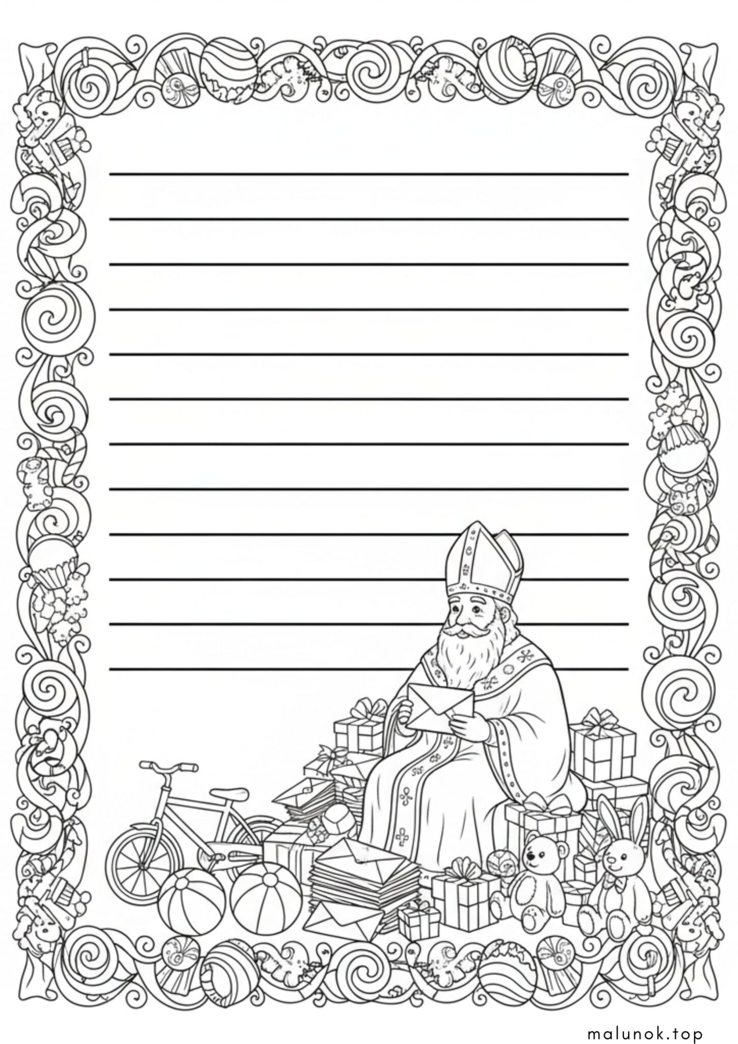 Раскраска Лист для Миколая