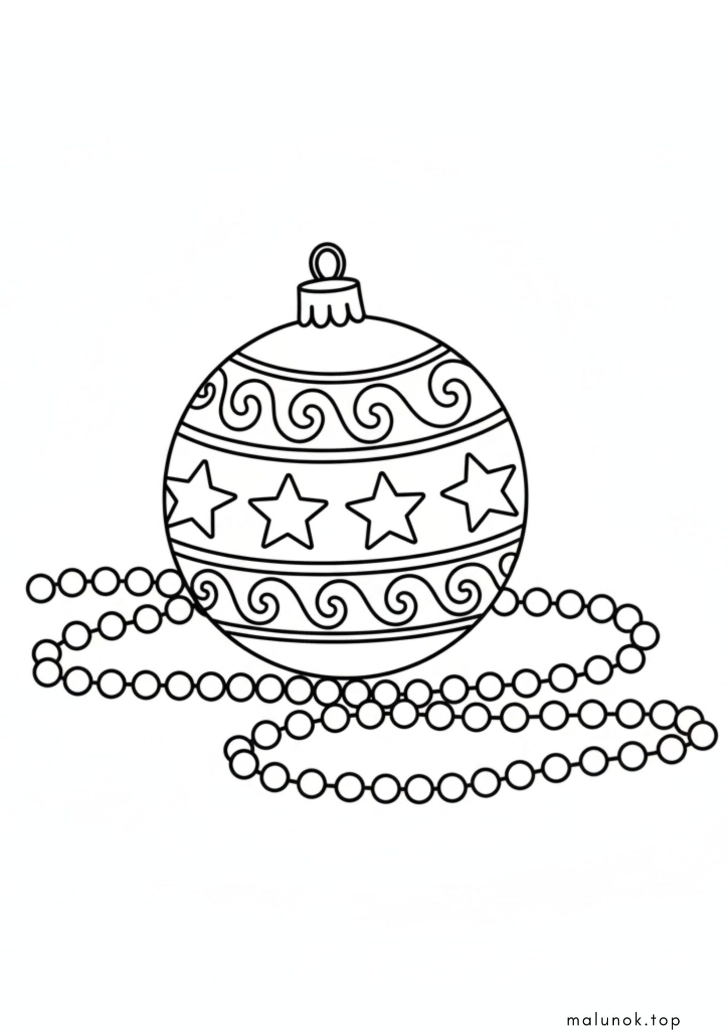 Раскраска Новорічна кулька з намистом для ялинки