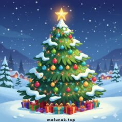 Розмальовки Новорічні ялинки для дітей 