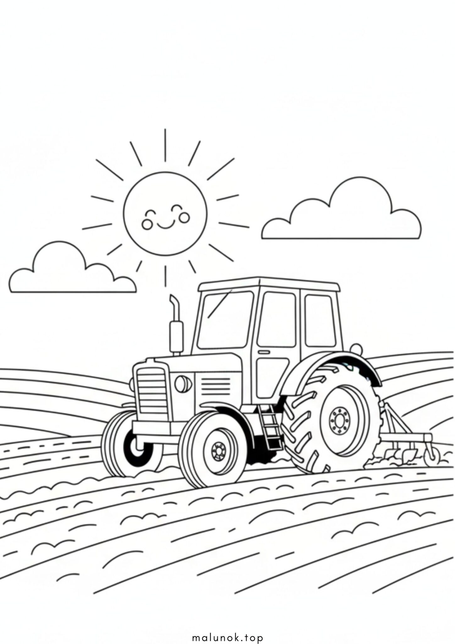 Раскраска Радянський трактор на полі