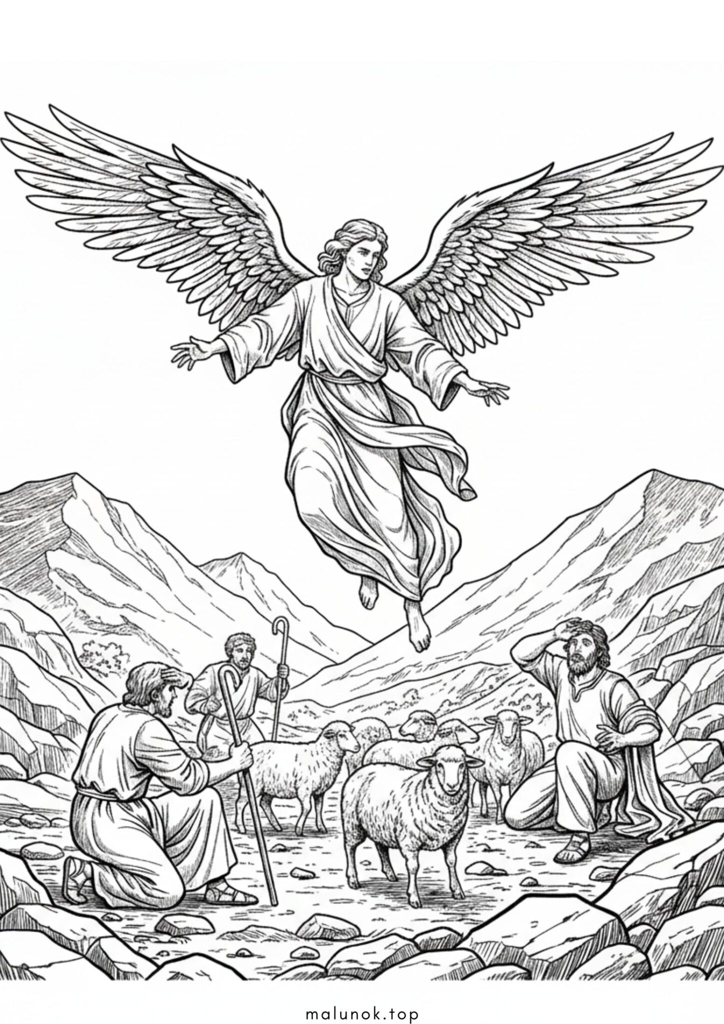 Раскраска Різдвяне янгольське Благовістя