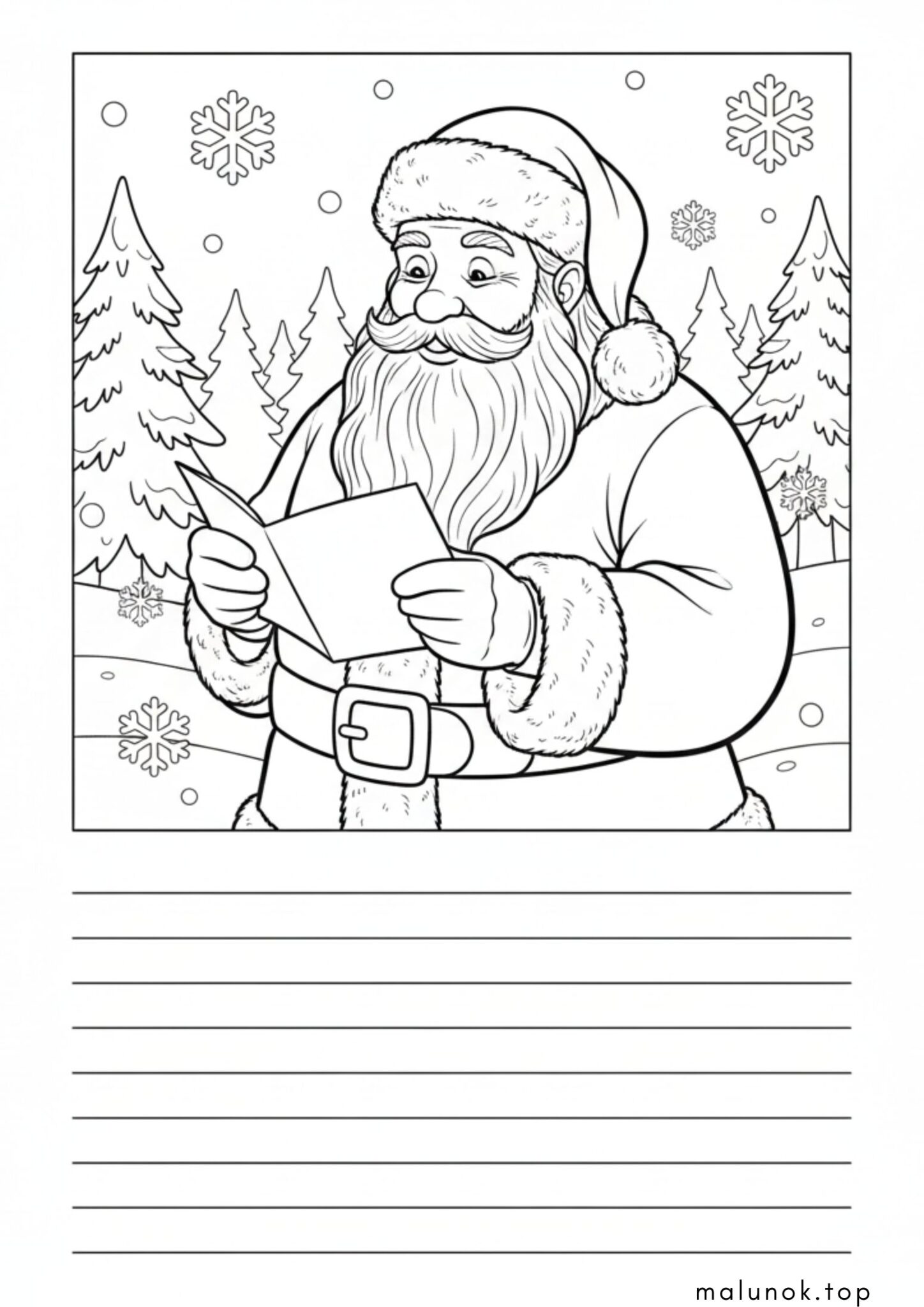 Раскраска Шаблон листа до Діда Мороза