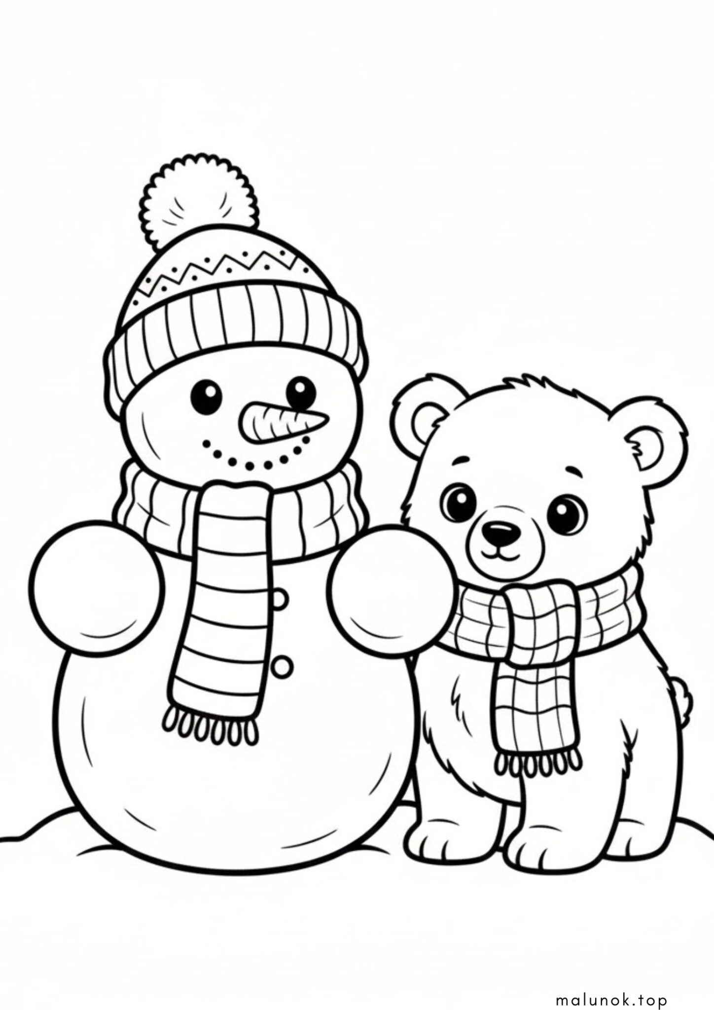 Раскраска Сніговик та полярний ведмедик