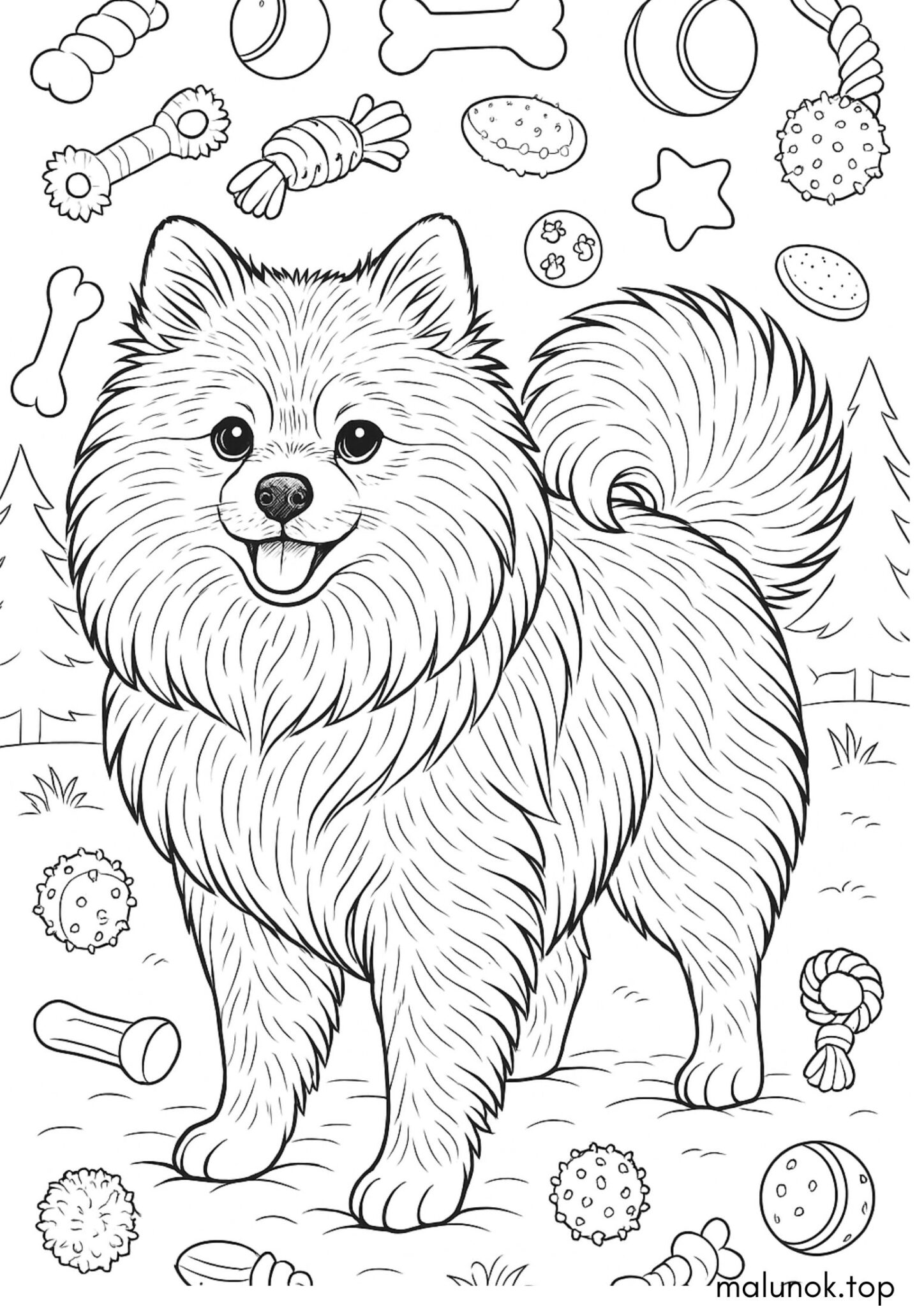 Раскраска Собачка померанський шпіц