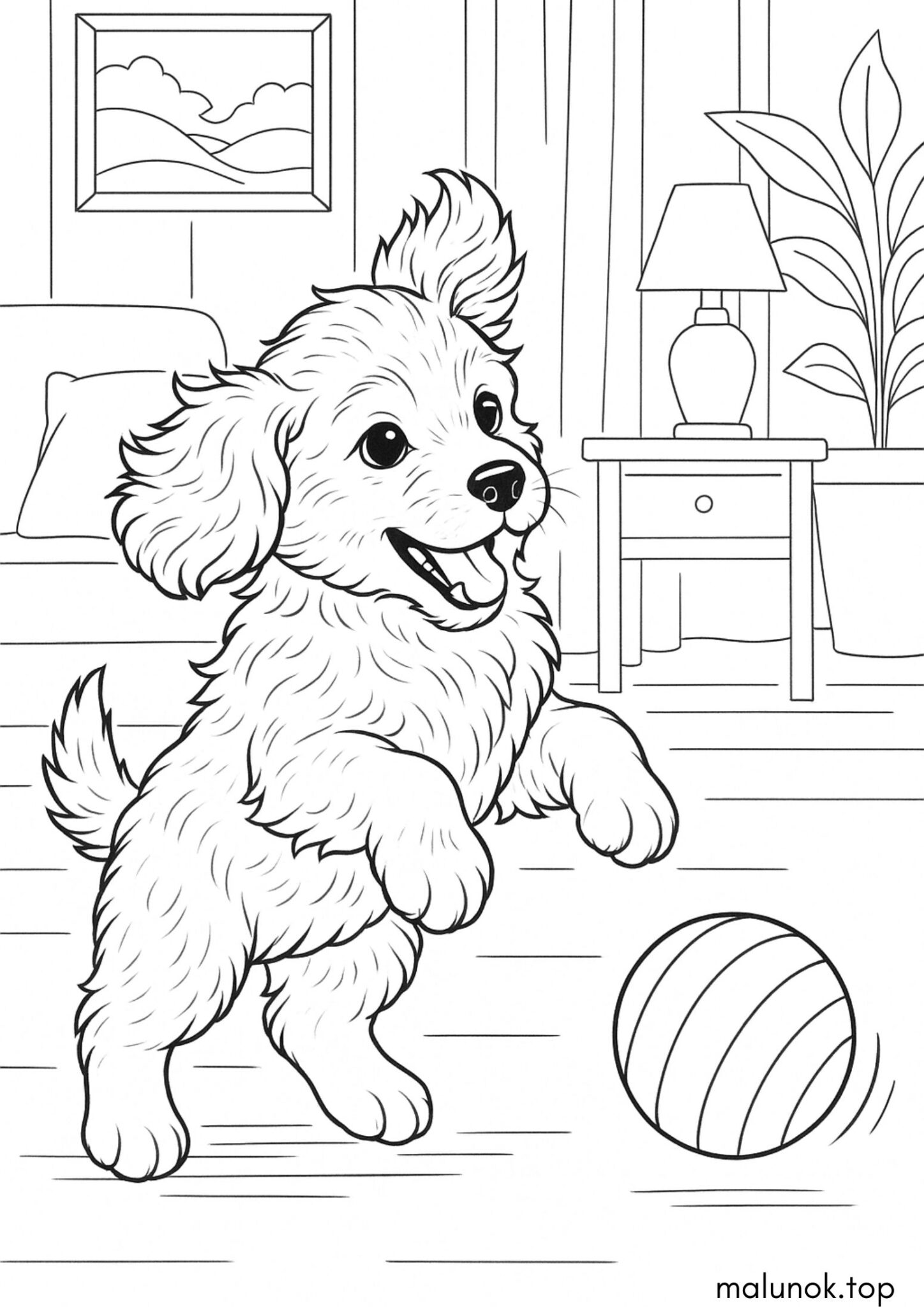 Раскраска Собачка з м’ячиком