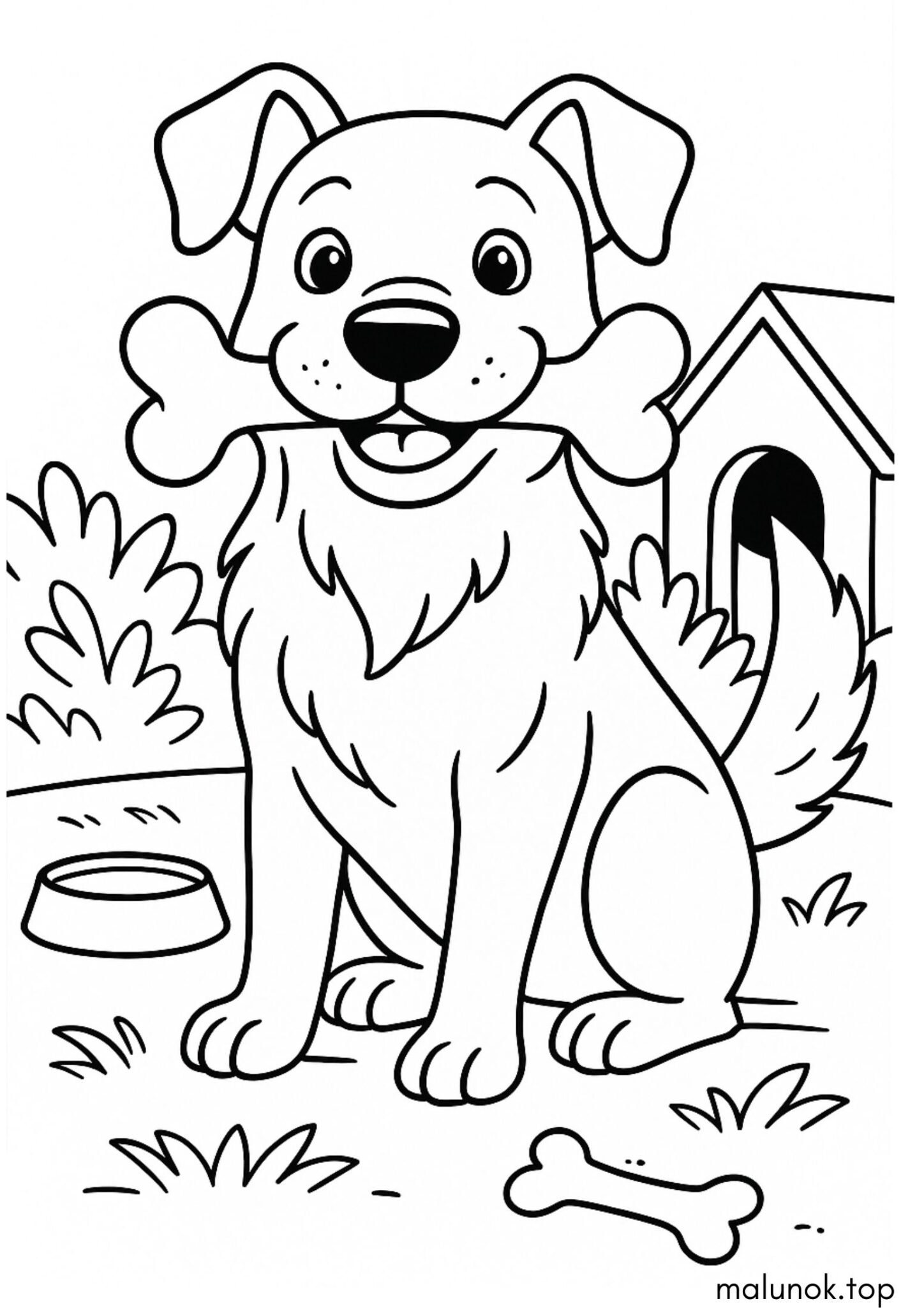 Раскраска Собака з кісткою