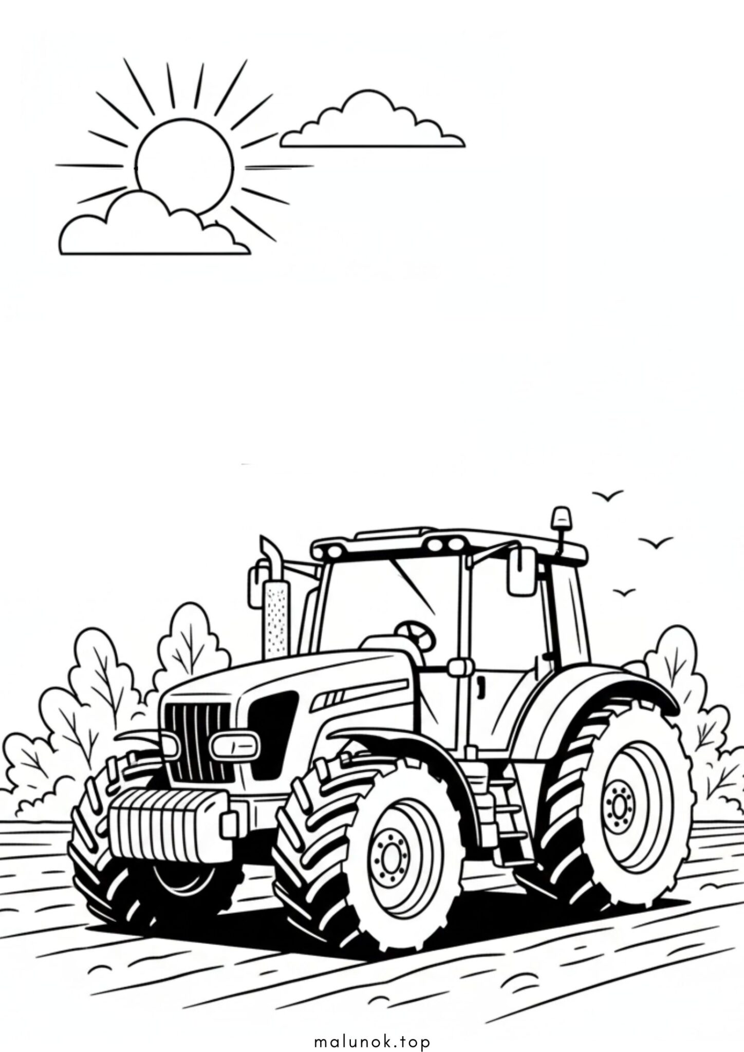Раскраска Сучасний трактор на полі