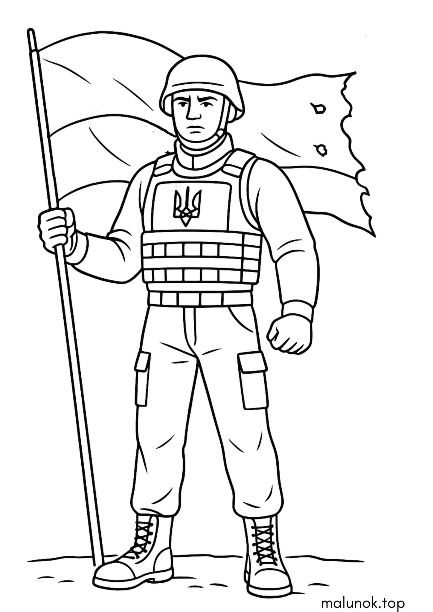 Раскраска До дня гідності та свободи — Воїн ЗСУ