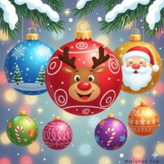 Розмальовки з ялинковими іграшками